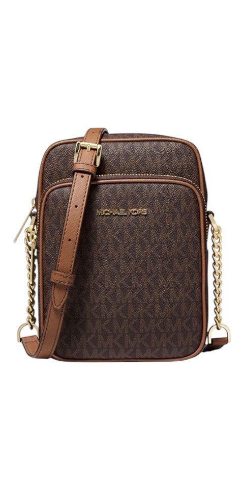 Umhängetasche Michael Kors Jet Set Travel Crossbody Logo Canvas Braun Umhängetasche