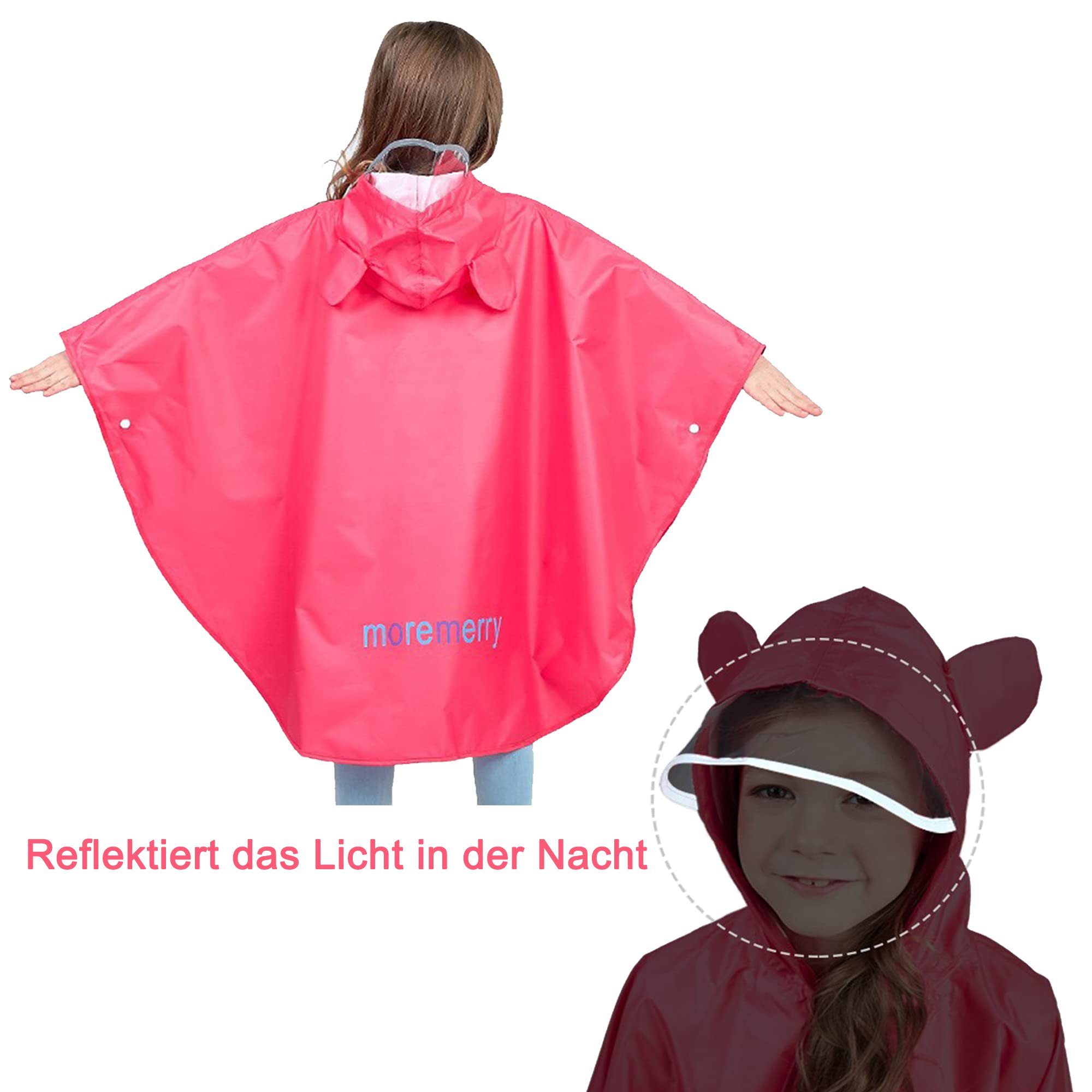 GelldG Regenmantel Kinder rot(M) Regencape tragbare Regenfest, Regenponcho Regenmantel Faltbare