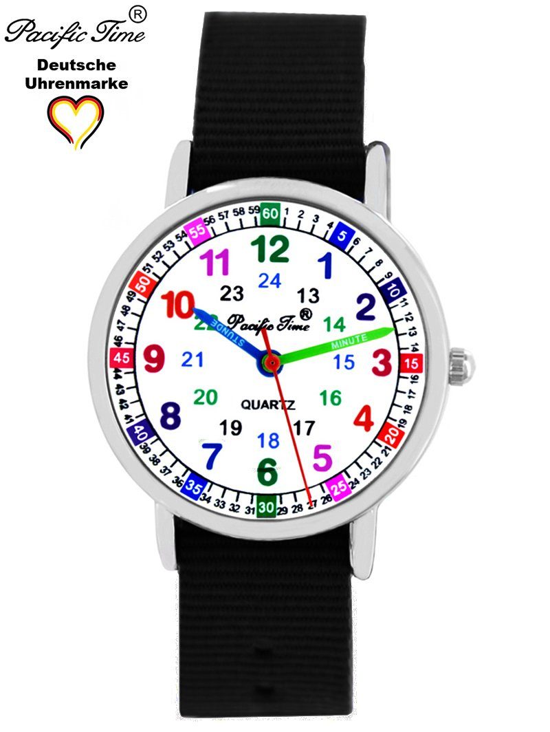 Lernuhr Quarzuhr Time - Match schwarz Mix Wechselarmband, Armbanduhr Gratis Design und Pacific Kinder Versand