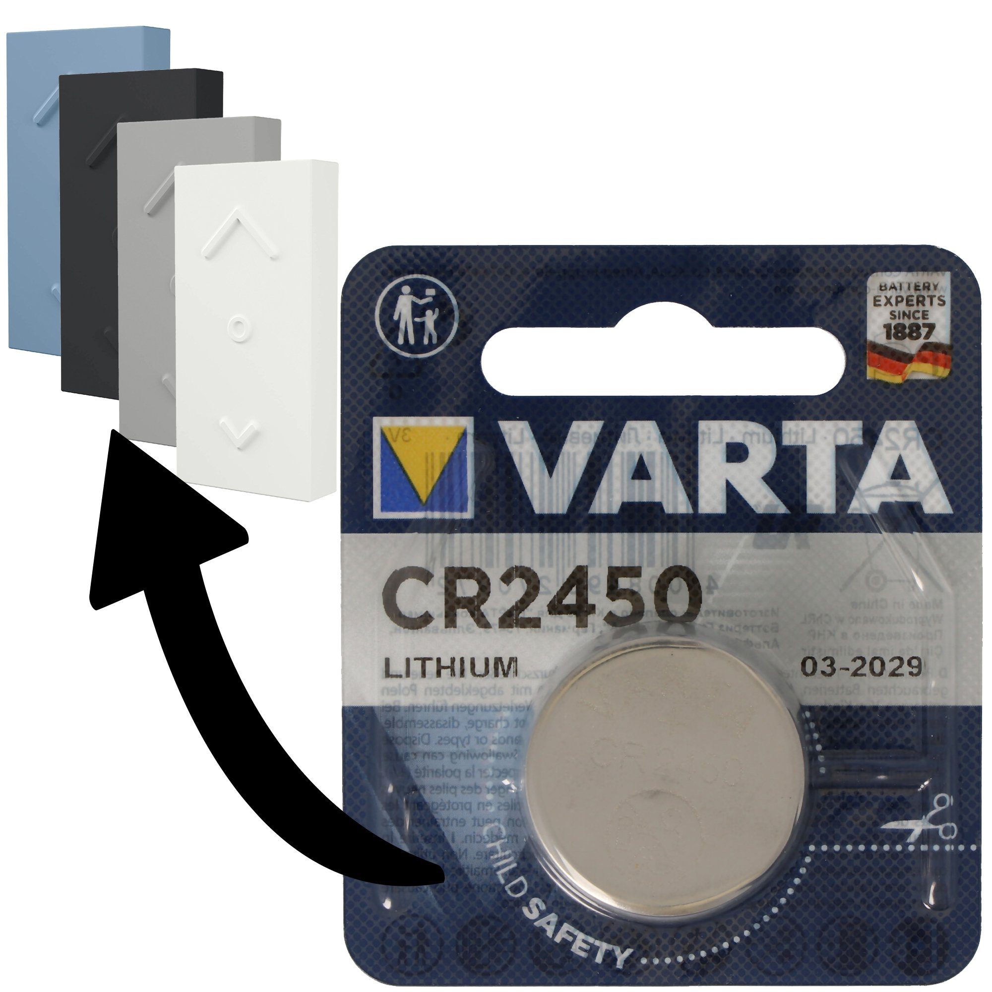 VARTA Batterie passend für Ledvance SMART+ Mini Switch, Osram SMART+ Mini S Batterie, (3,0 V)