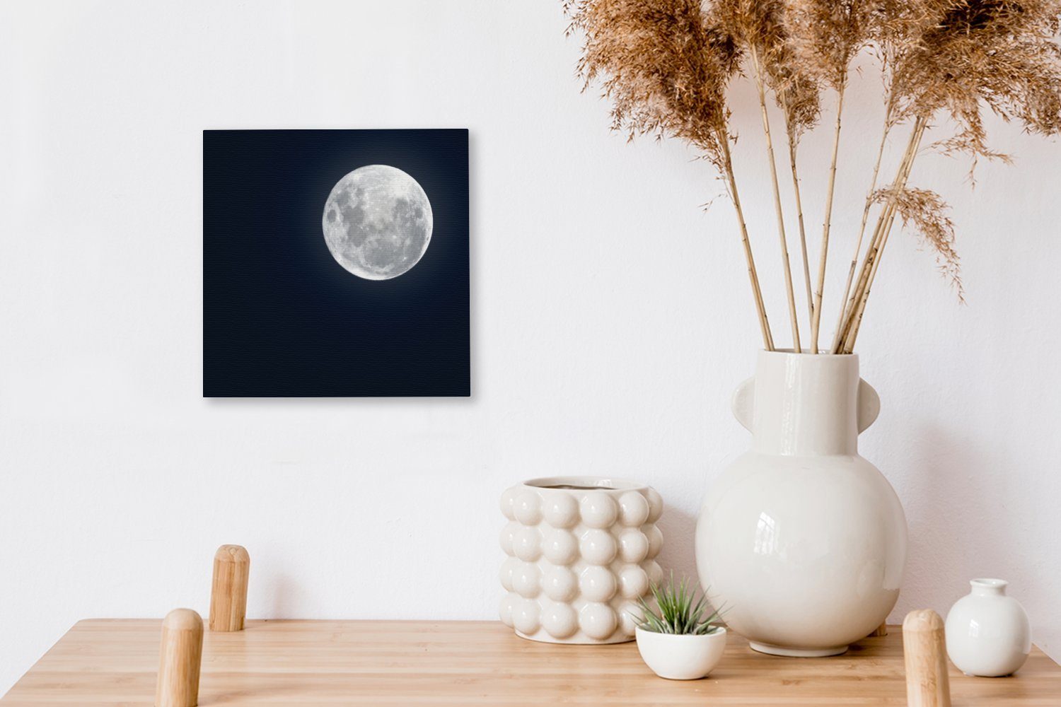 OneMillionCanvasses® Leinwandbild Mond - Himmel Nacht, Schlafzimmer (1 Leinwand - St), Wohnzimmer für Bilder