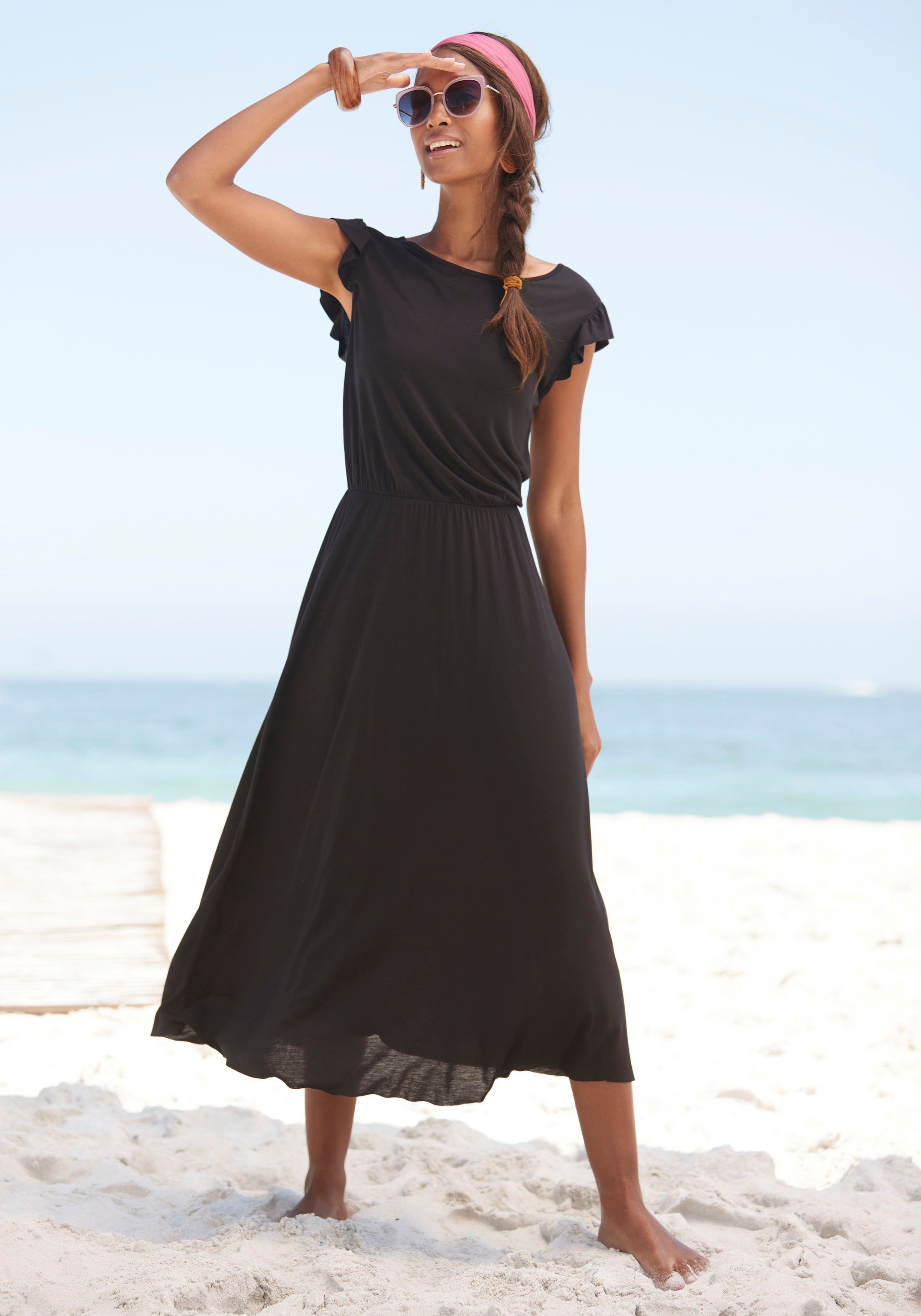 Beachtime Midikleid aus Viskosejersey, kurzärmliges Sommerkleid, Strandklei günstig online kaufen