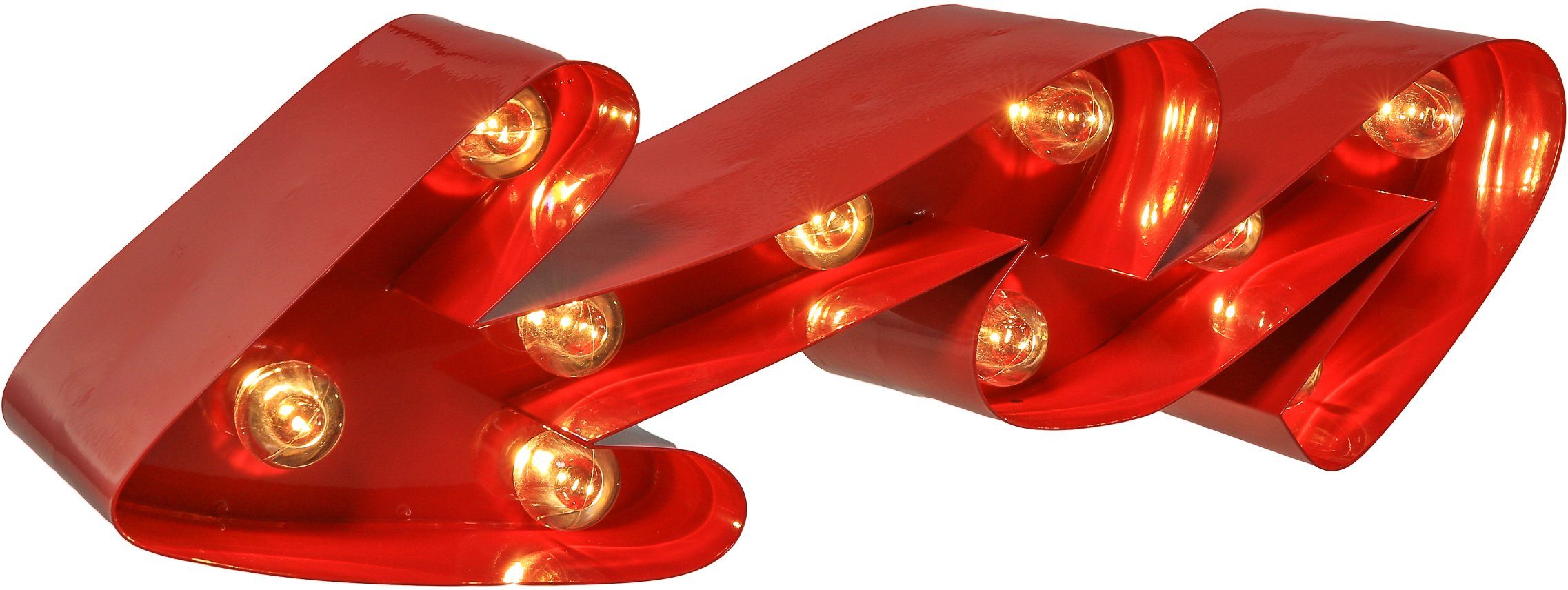 MARQUEE LIGHTS LED integriert, Warmweiß, Dekolicht Curved Curved LEDs mit 10 Arrow fest Wandlampe, LED Tischlampe - Arrow, 38x12cm festverbauten