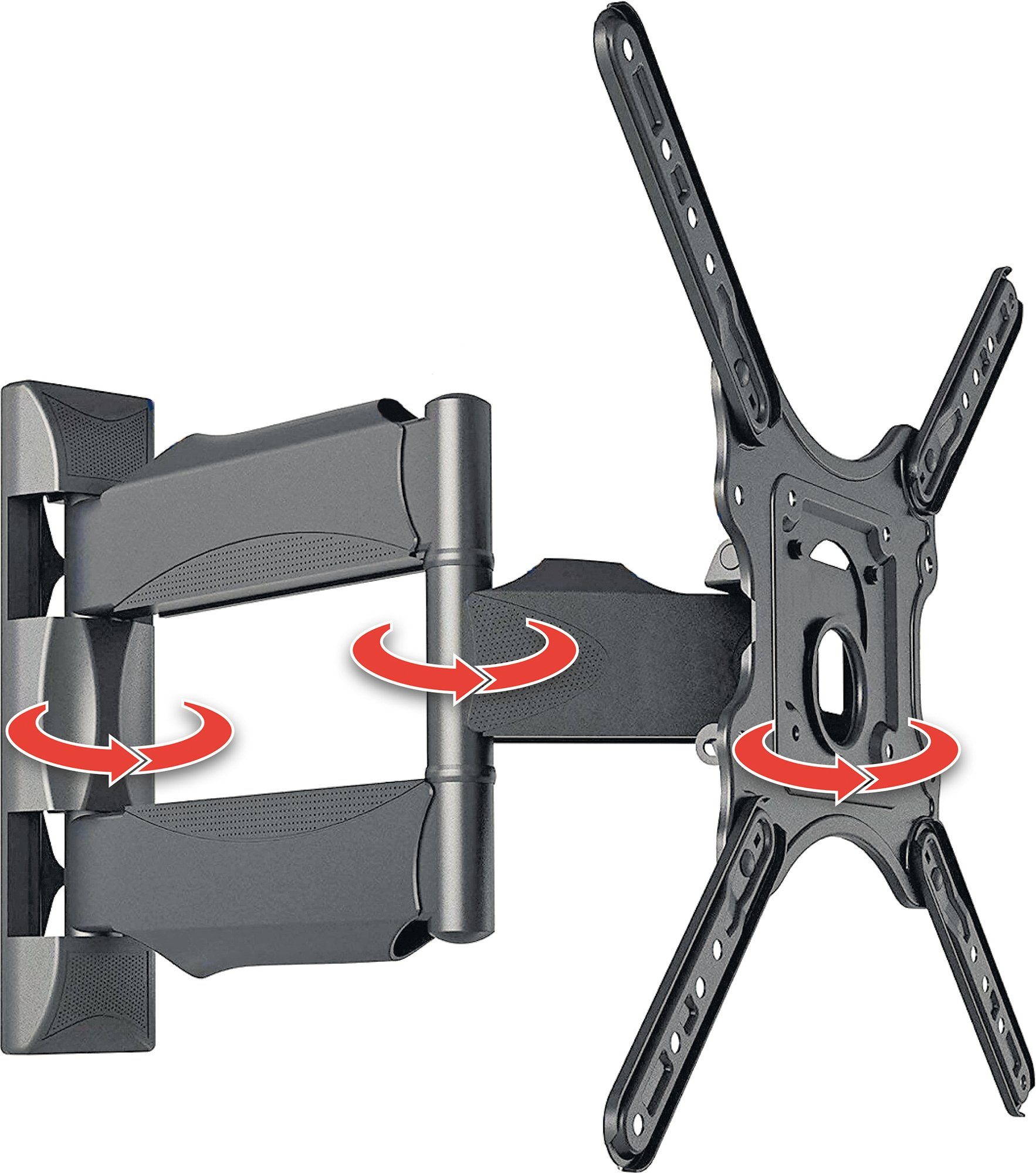Schwaiger TV-Wandhalterung 719420, (bis 75 Zoll, neigbar, schwenkbar, drehbar, bis 35kg, bis 400x400mm, integrierte Kabelführung, schwarz)