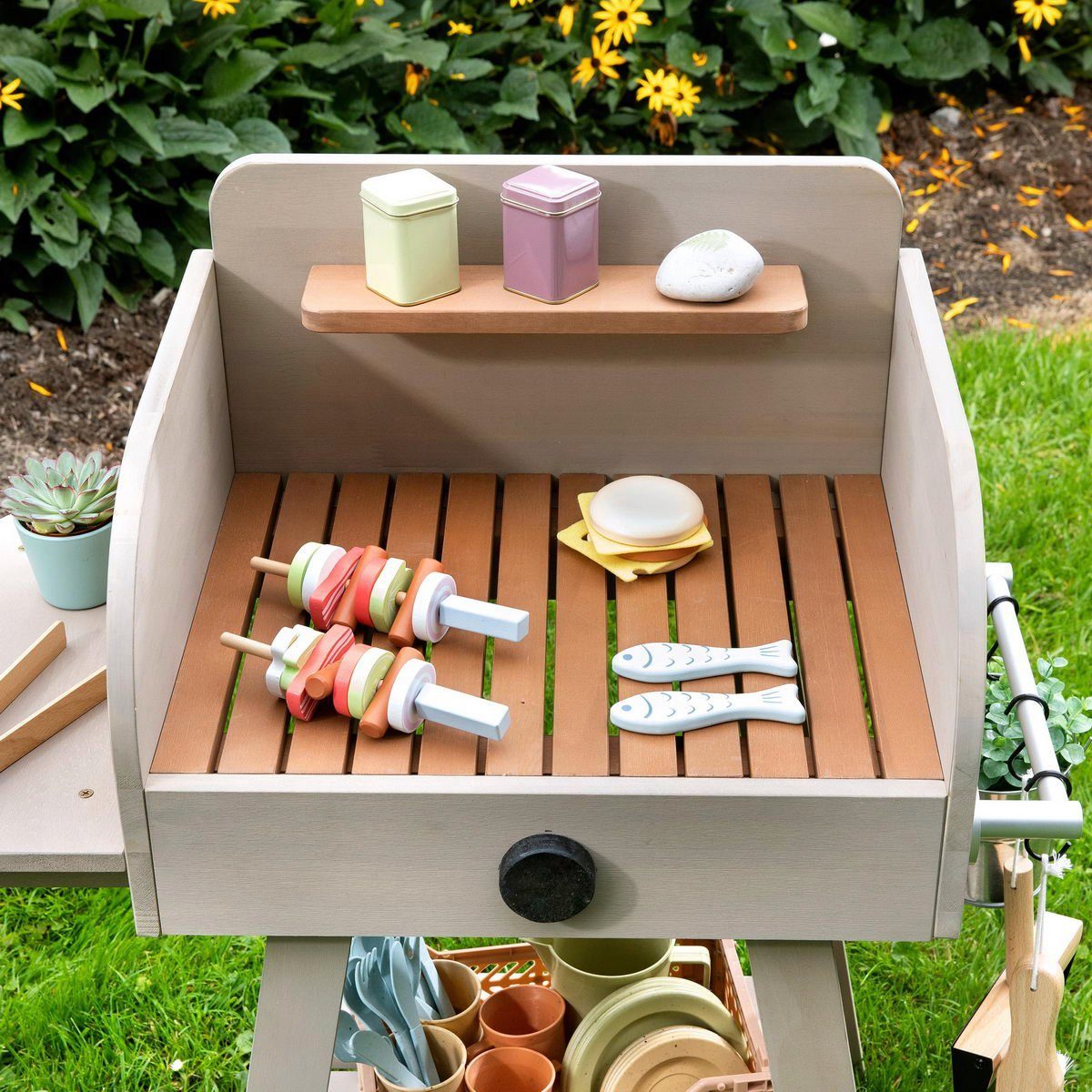 MUDDY BUDDY® Kinder-Grill BBQ Chef, Outdoor Spielgrill, warmgrau