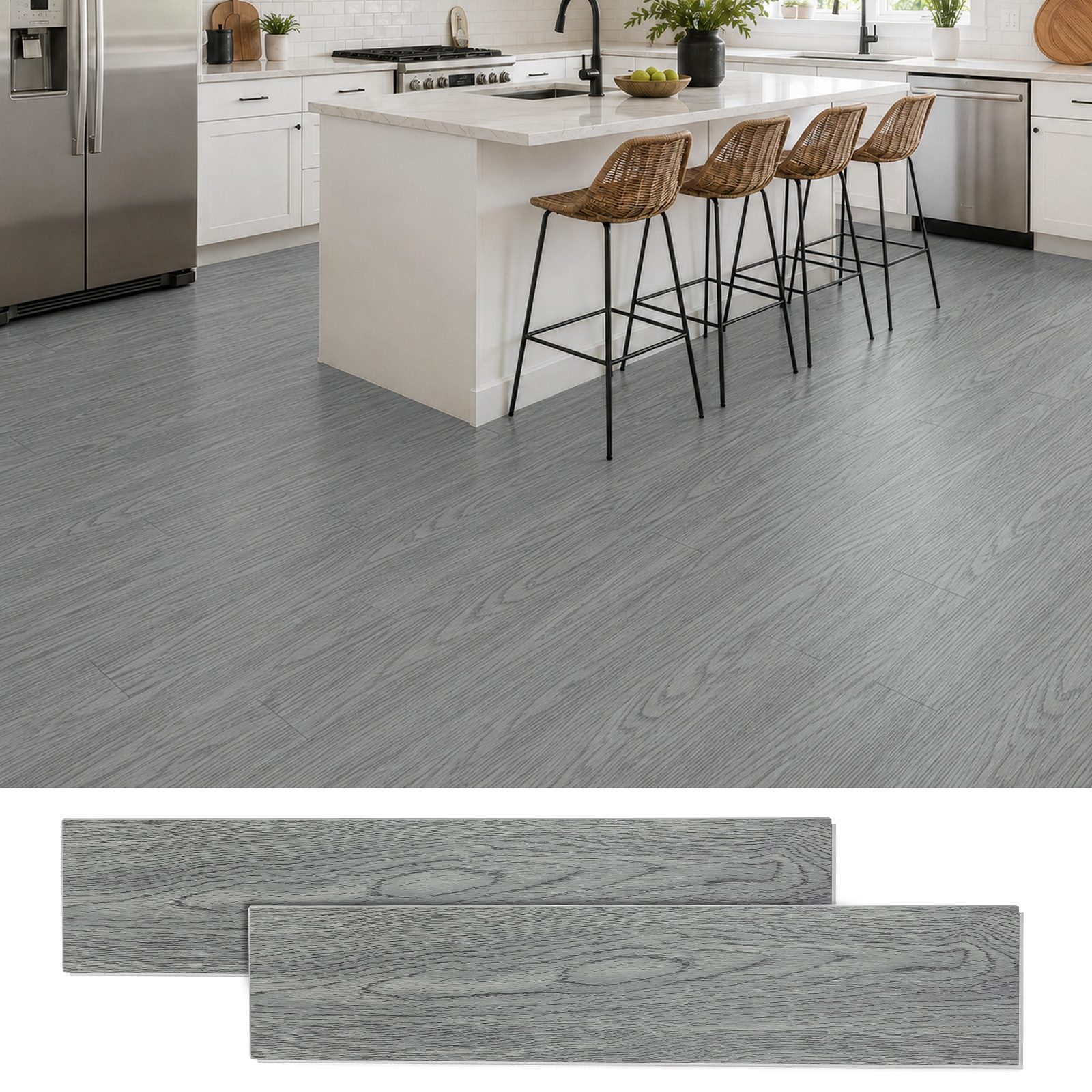 BlingBin Vinylboden SPC-Klickboden, Bodenbelag in Holzoptik, 18er Set, 18 tlg, 18 Dielen, 1,47 m², 4 mm, für Küche und Wohnraum, wasserbeständig
