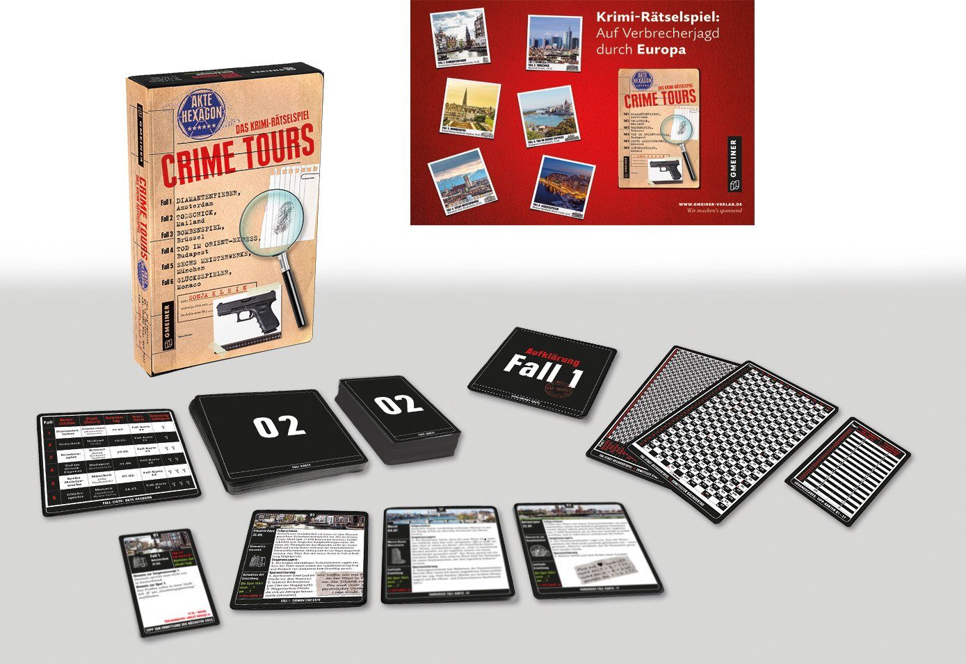 GMEINER Spiel Crime Tours - Akte Hexagon, Strategiespiel, Made in Germany
