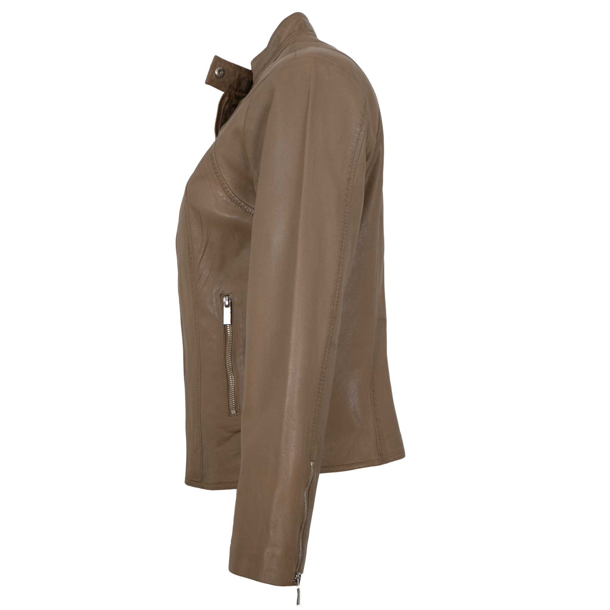 Jilani Lederjacke Gloria-2 Jilani Collection - Damen Lederjacke Lammnappa grau-braun – Bild 2 von 5
