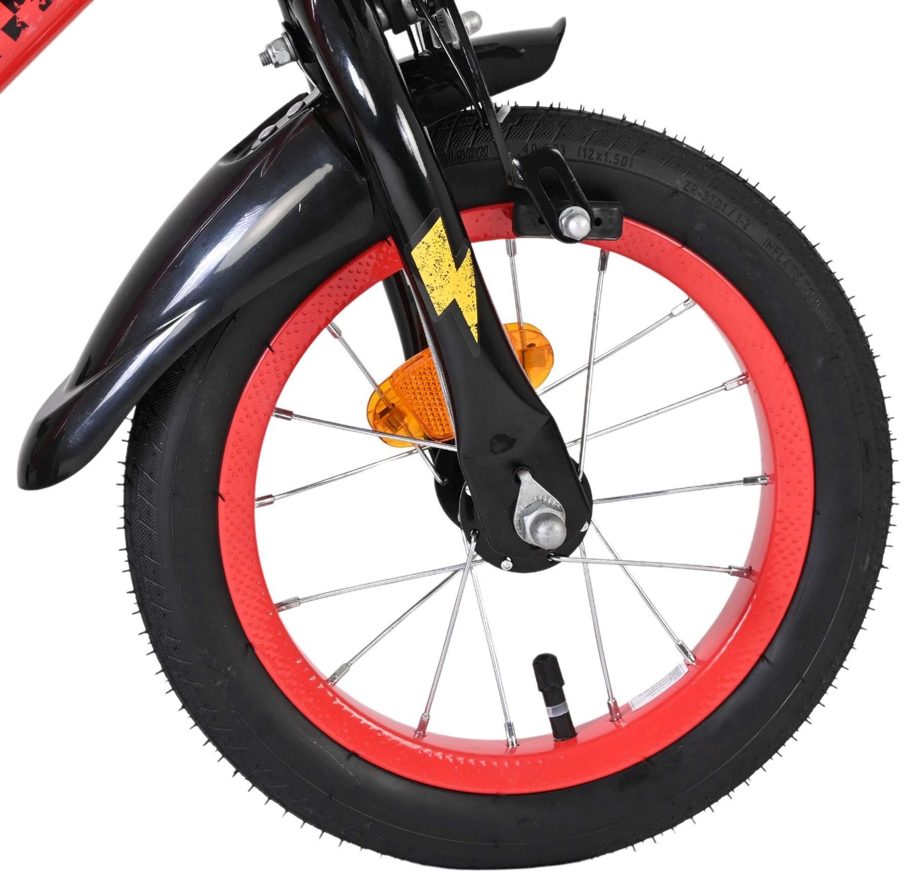 Volare Kinderfahrrad Disney Cars Kinderfahrrad - Jungen - 12 Zoll - Rot, Für 3–4 Jahre (Kleidergröße 98–104), abnehmbare Stützräder,5 cm