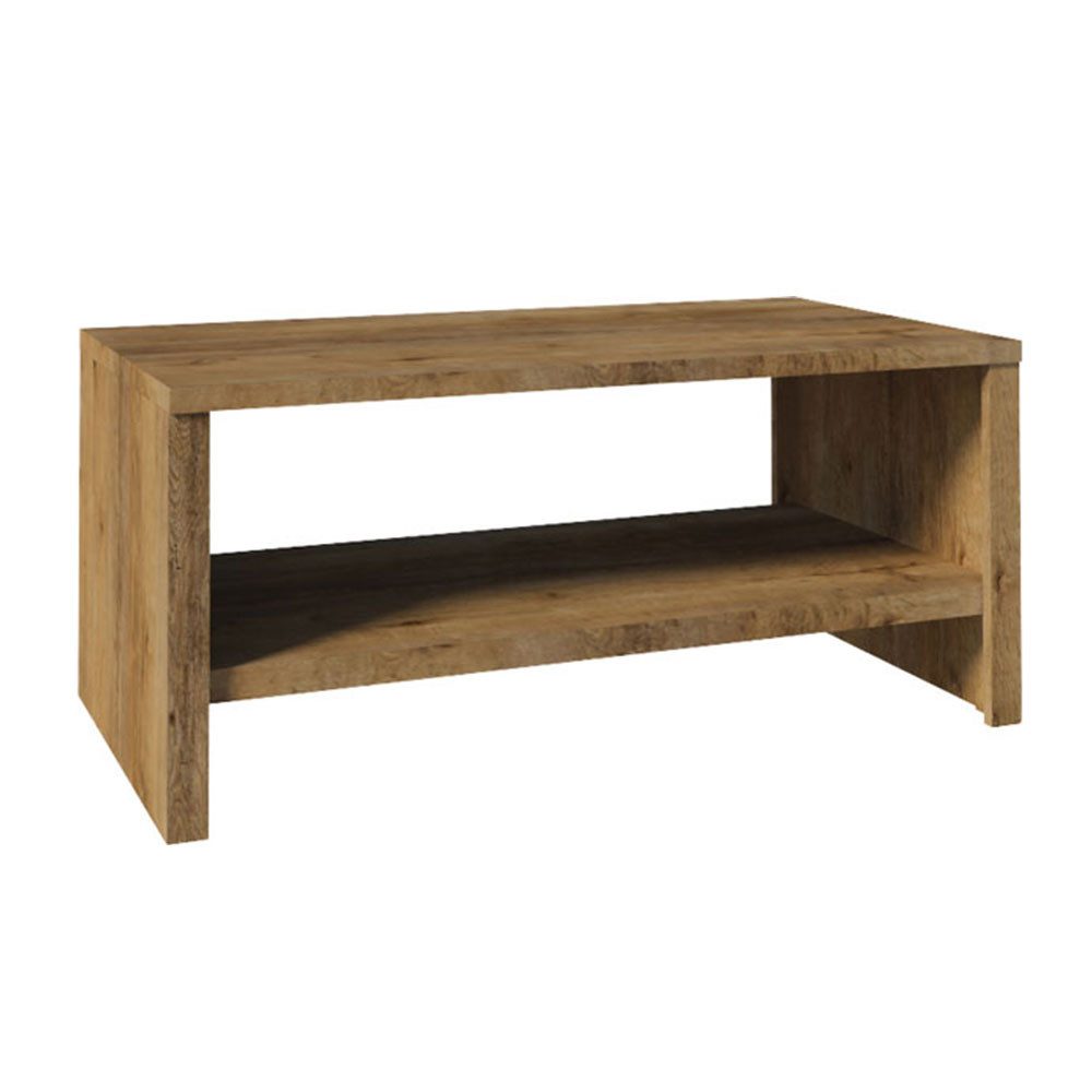 Feldmann-Wohnen Couchtisch Montana (1 Tischplatte, 1 Ablagefläche, 1-St., moderne Optik, mit 1 Tischplatte, mit 1 Ablagafläche), 120x60cm Eiche Lefkas mit Ablage