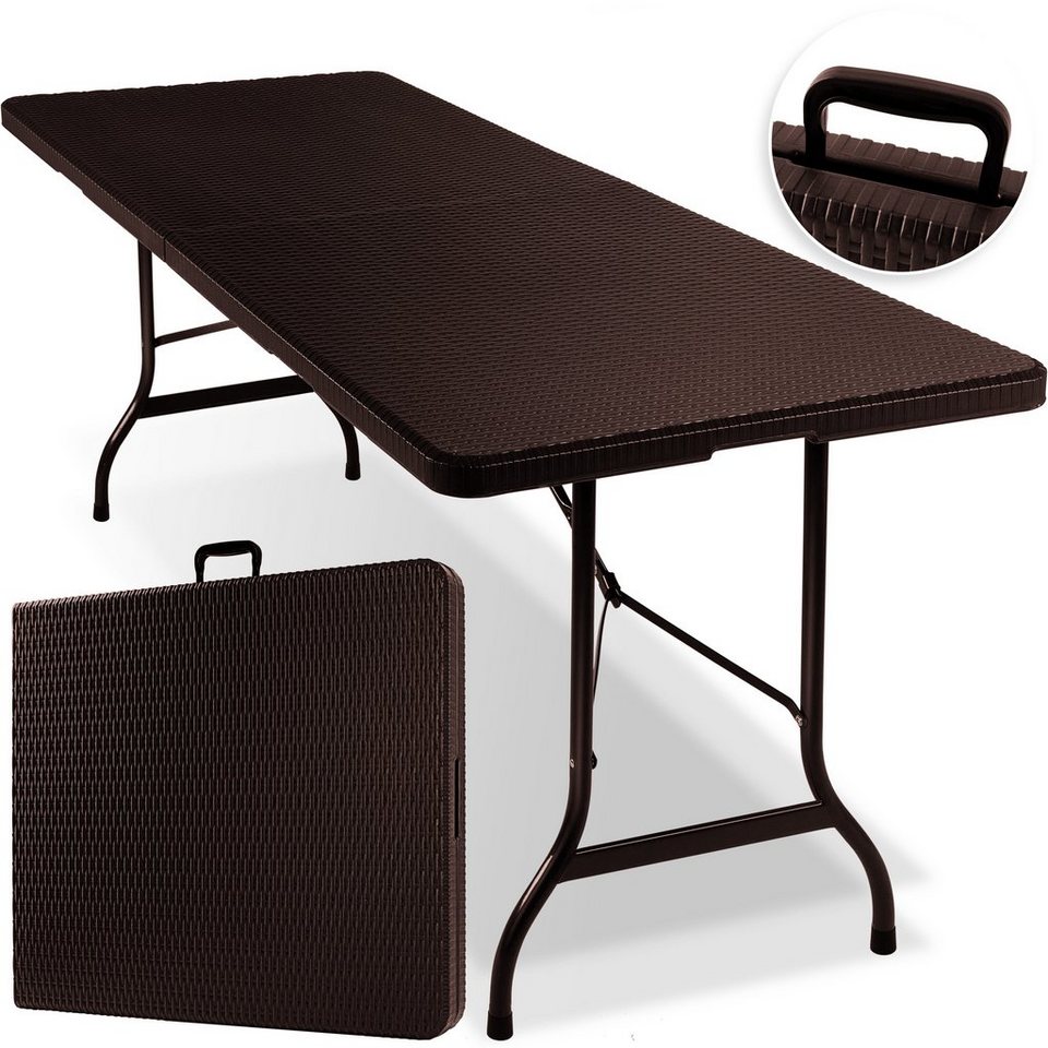 Amazon De Vanage Beistelltisch In Braun Eckiger Gartentisch In Rattanoptik Kunststofftisch Fur Garten Terrasse Und Balkon Geeignet Bistrotisch Mit Stahlgestell