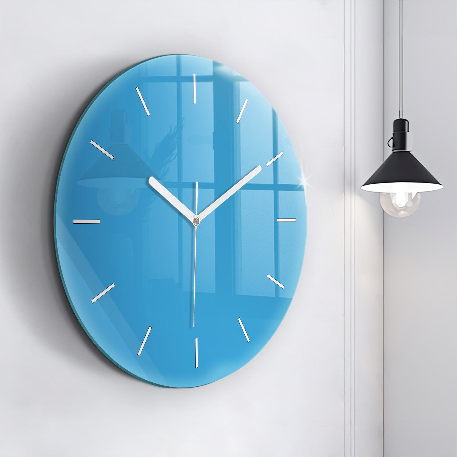 Tulup Wanduhr Glasrunde Uhr Moderne Glaswanduhr 60cm Uhr aus Gehärtetem Glas