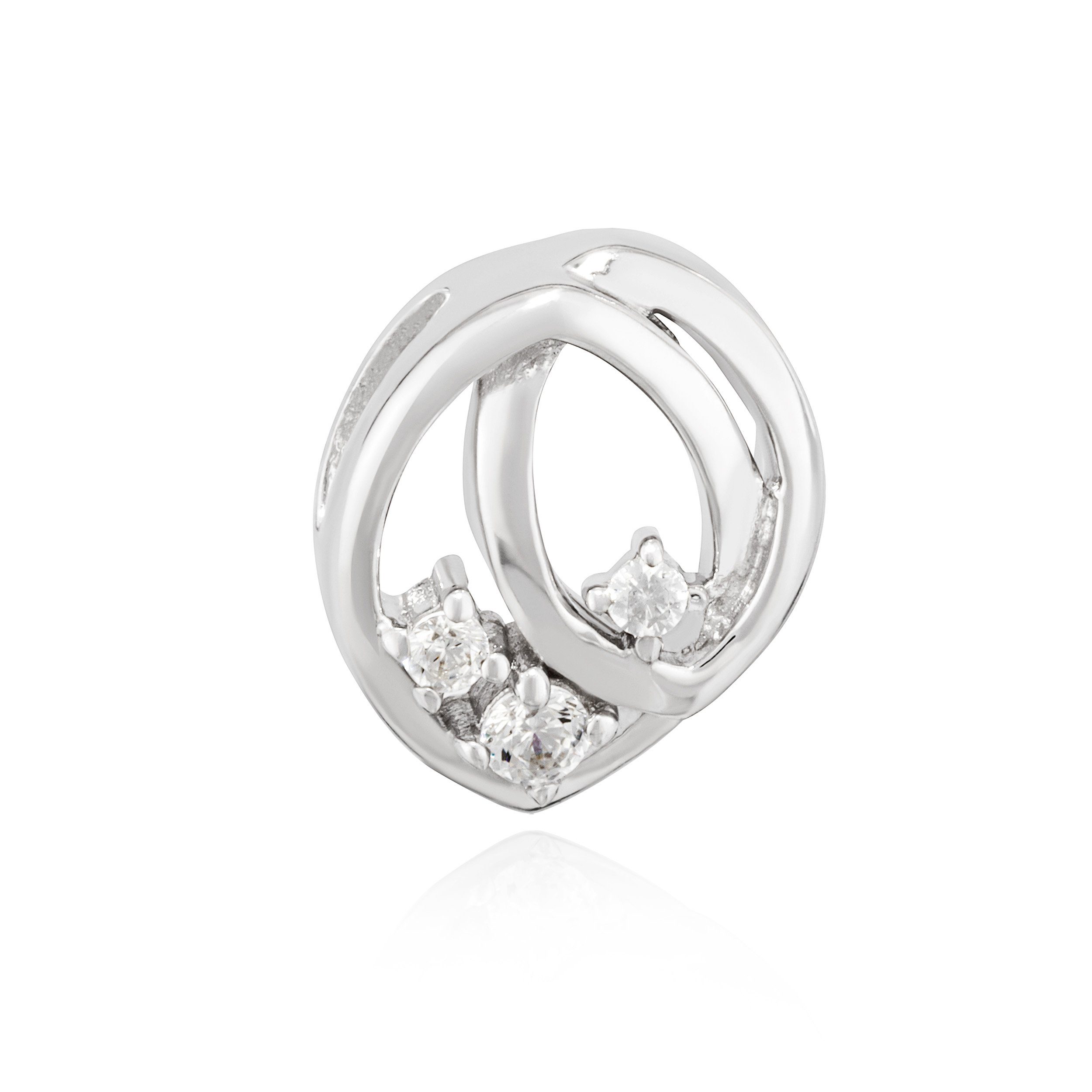 Kettenanhänger Kettenanhäger Blatt Zirkonia weiß 925 Silber rhodiniert 10x8mm Damen A