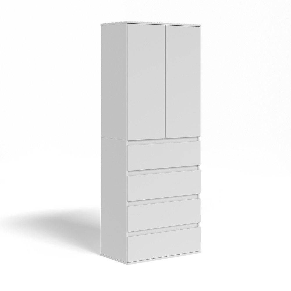 Vicco Kleiderschrank Claus, Weiß, 74 x 191.5 cm mit 4 Schubladen (1-St)
