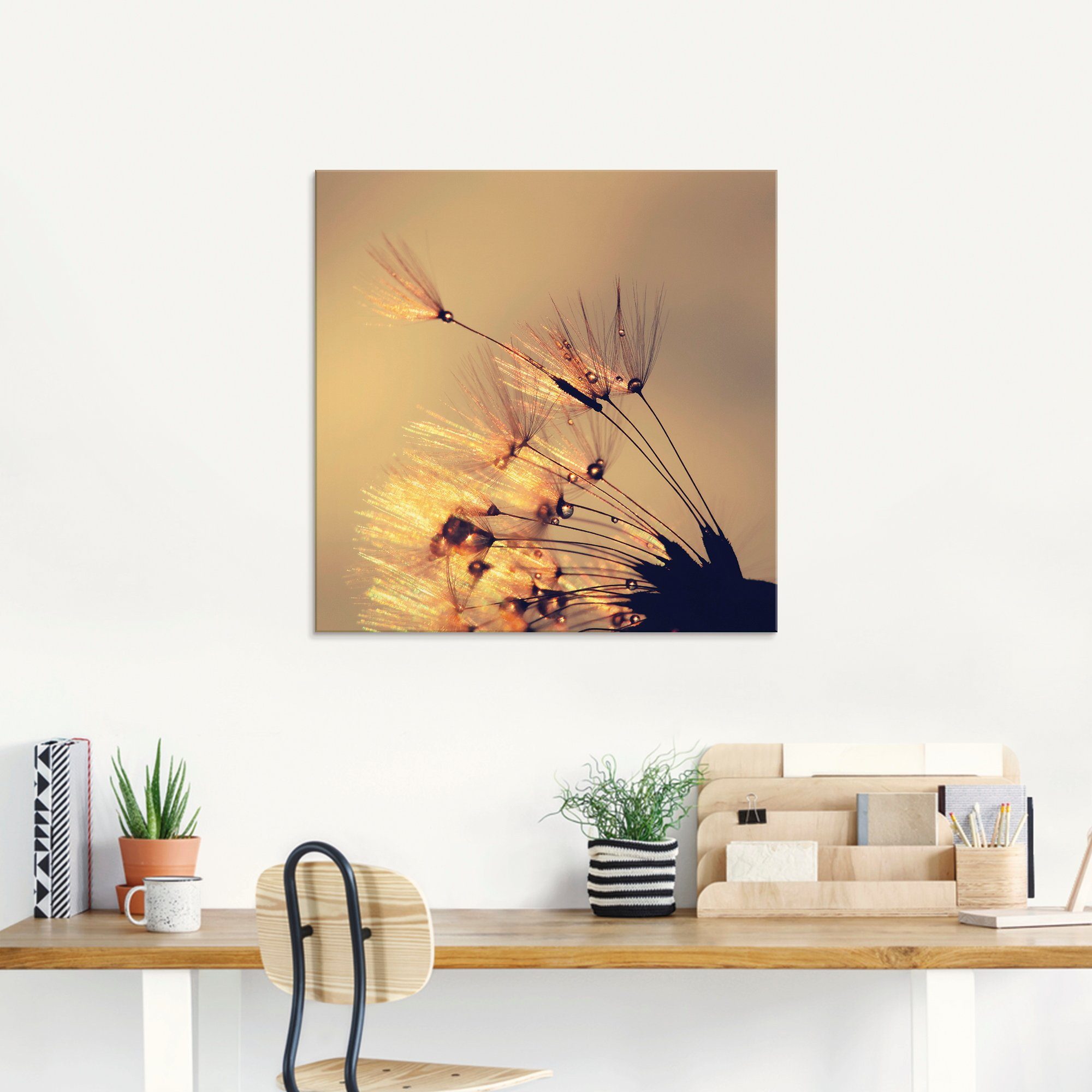 Artland Glasbild Pusteblume Goldene Schirmchen, Blumen (1 St), in verschiedenen Größen