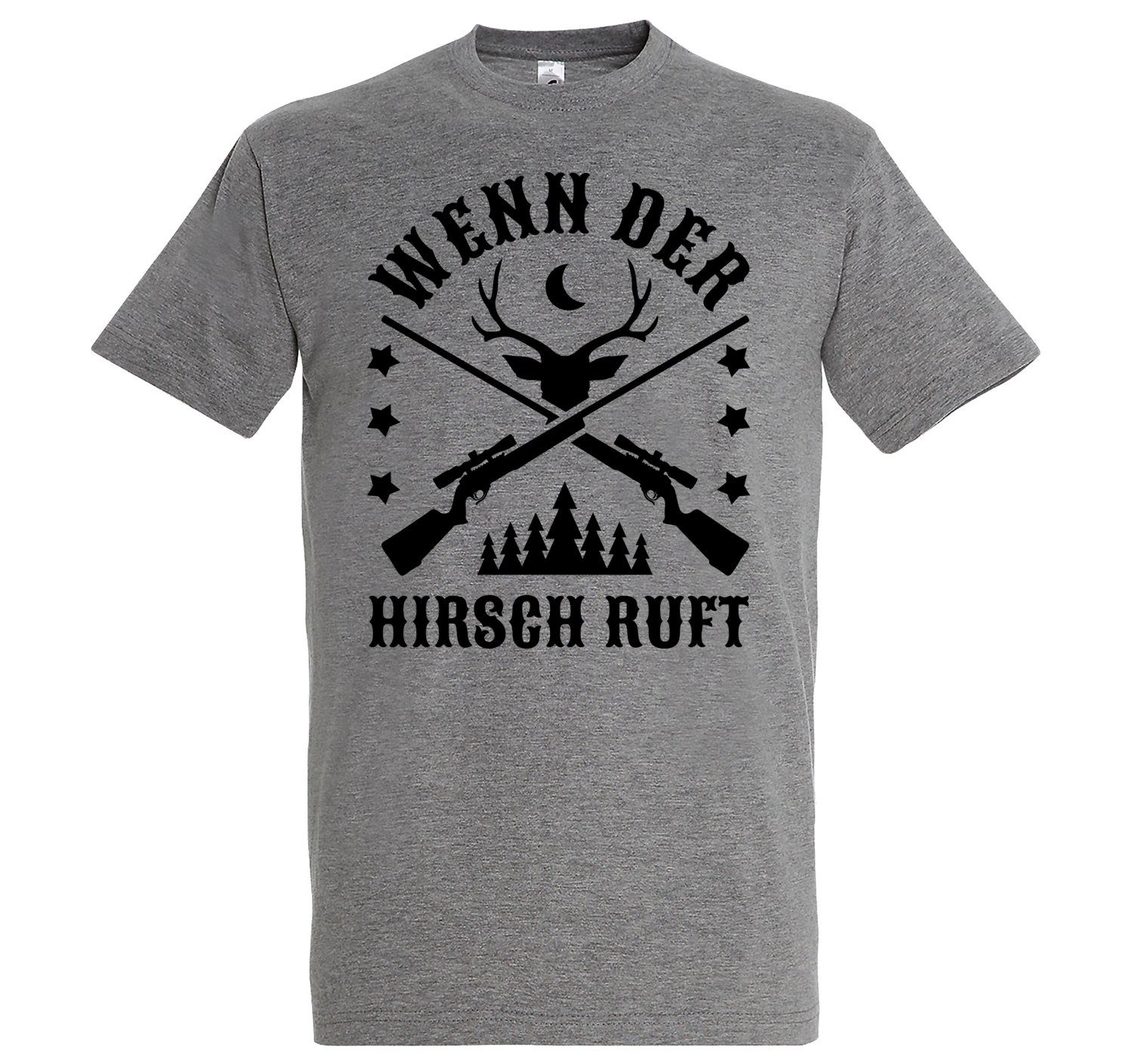 Youth Designz T-Shirt "Wenn Der Hirsch Ruft" Herren Shirt mit trendigem Frontprint Grau