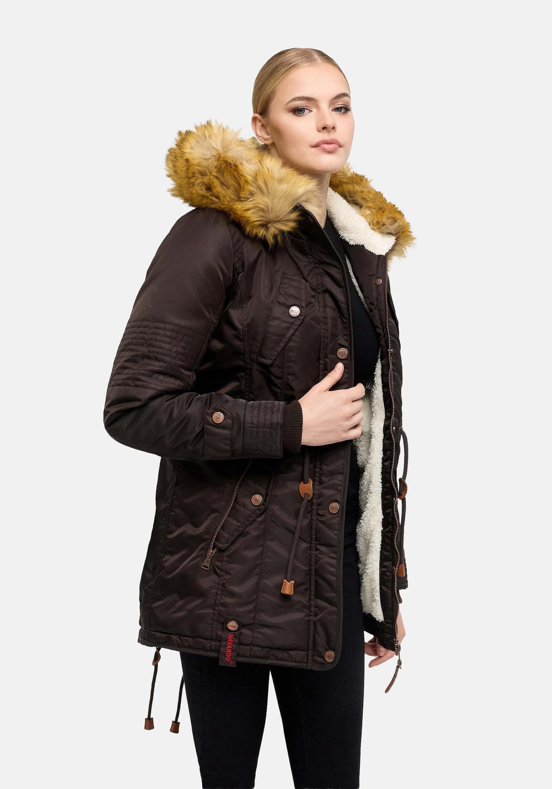 Navahoo Wintermantel La Viva hochwertiger Winterparka mit großem Kunstfell