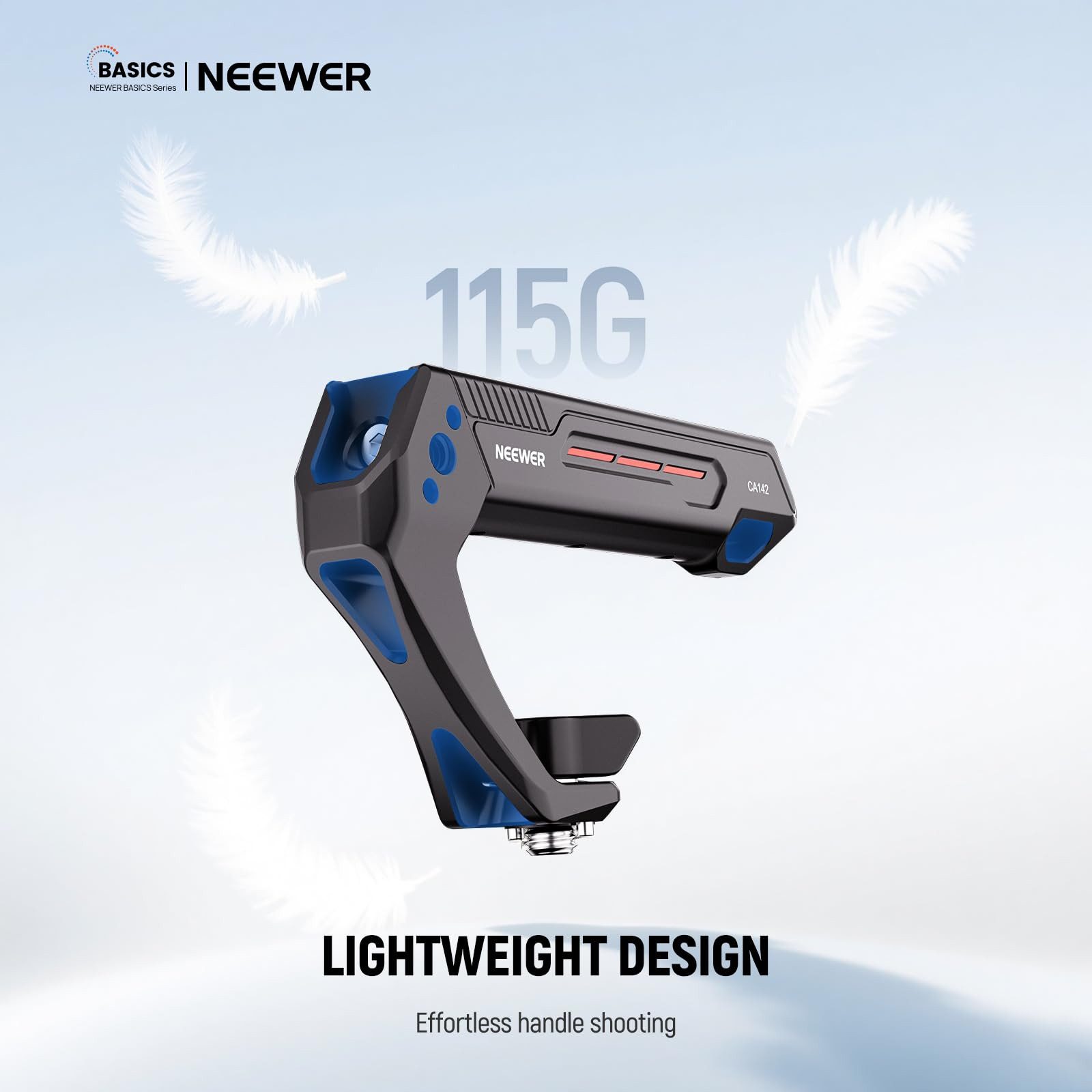 Neewer Kamerahalterung CA142 Leichter Kamera Obergriff, mit 3/8" Arretierungsstift, (1-tlg., mit 1/4" 3/8" Gewinden Kaltblitzschuh für Videolicht, Max. Last 10kg)