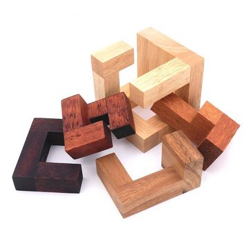 ROMBOL Denkspiele Spiel, Knobelspiel Gear - ein Klassiker, schönes Interlockingpuzzle aus Holz, Holzspiel