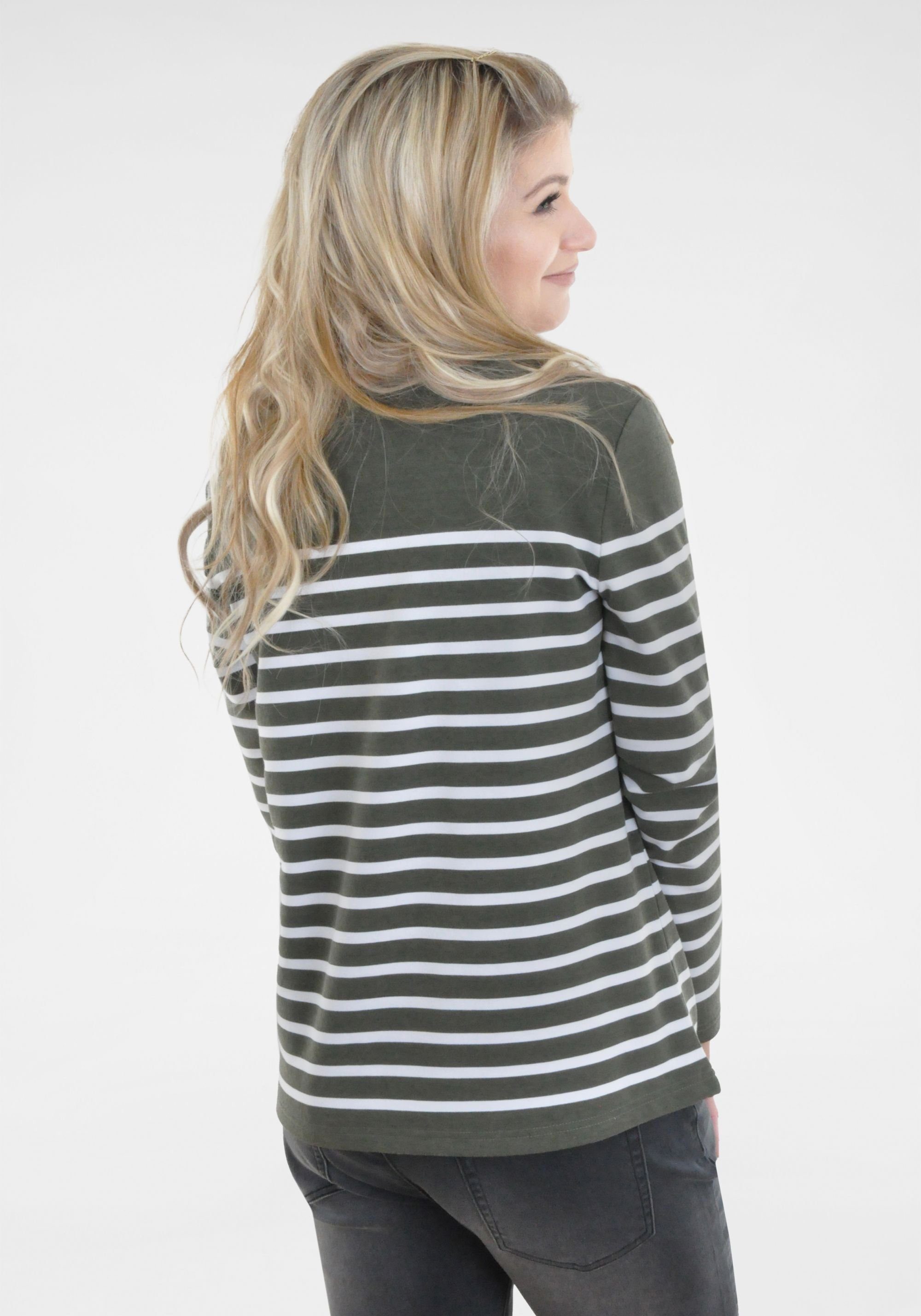 NAVIGAZIONE Sweatshirt (1-tlg) mit glitzerneden Zierbändern