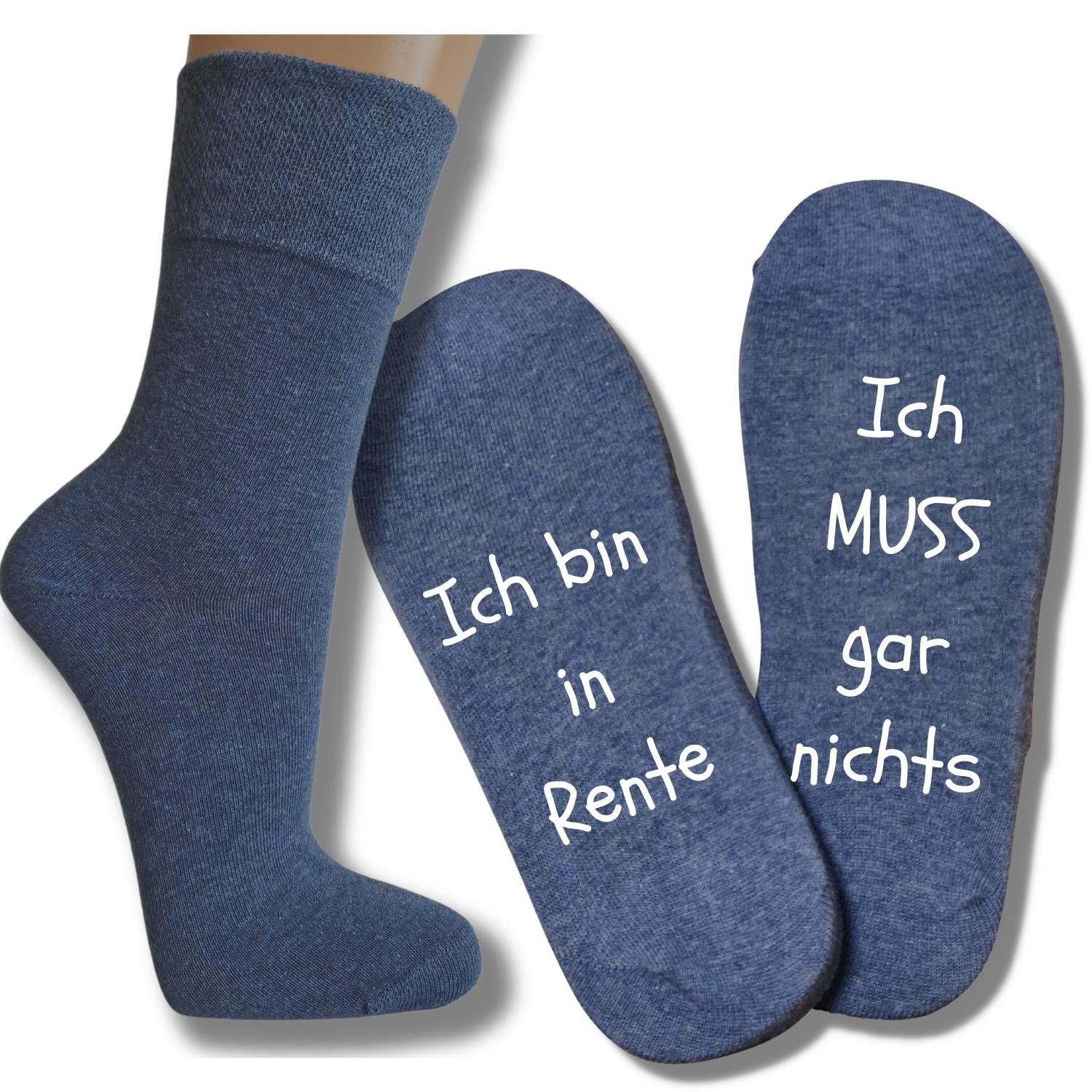 bentini Basicsocken Spruchsocken mit lustigem Rentenspruch jeansmelange (Paar, 1-Paar)