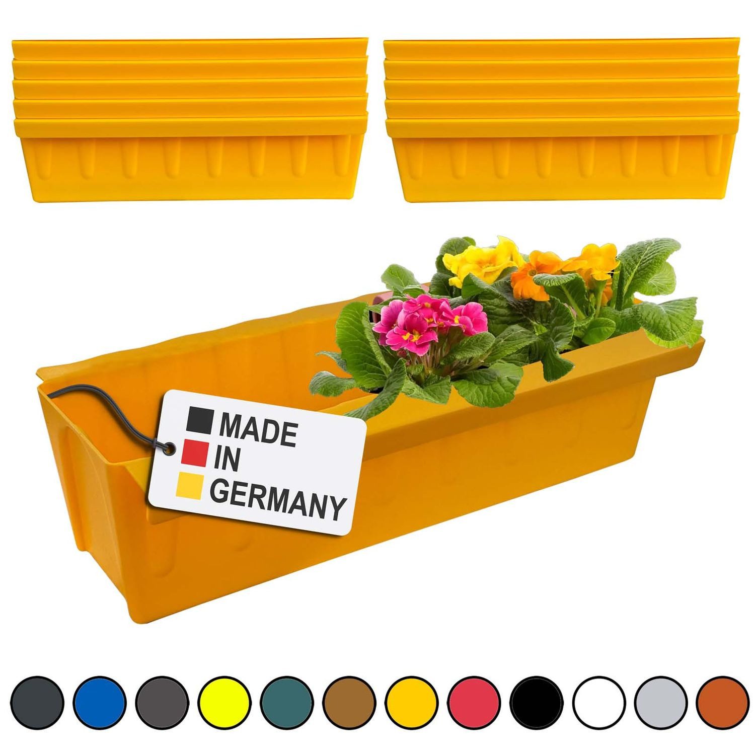 BURI Blumenkasten Europaletten Blumenkasten Gelb 10er-Set zum Anhängen Pflanzkasten
