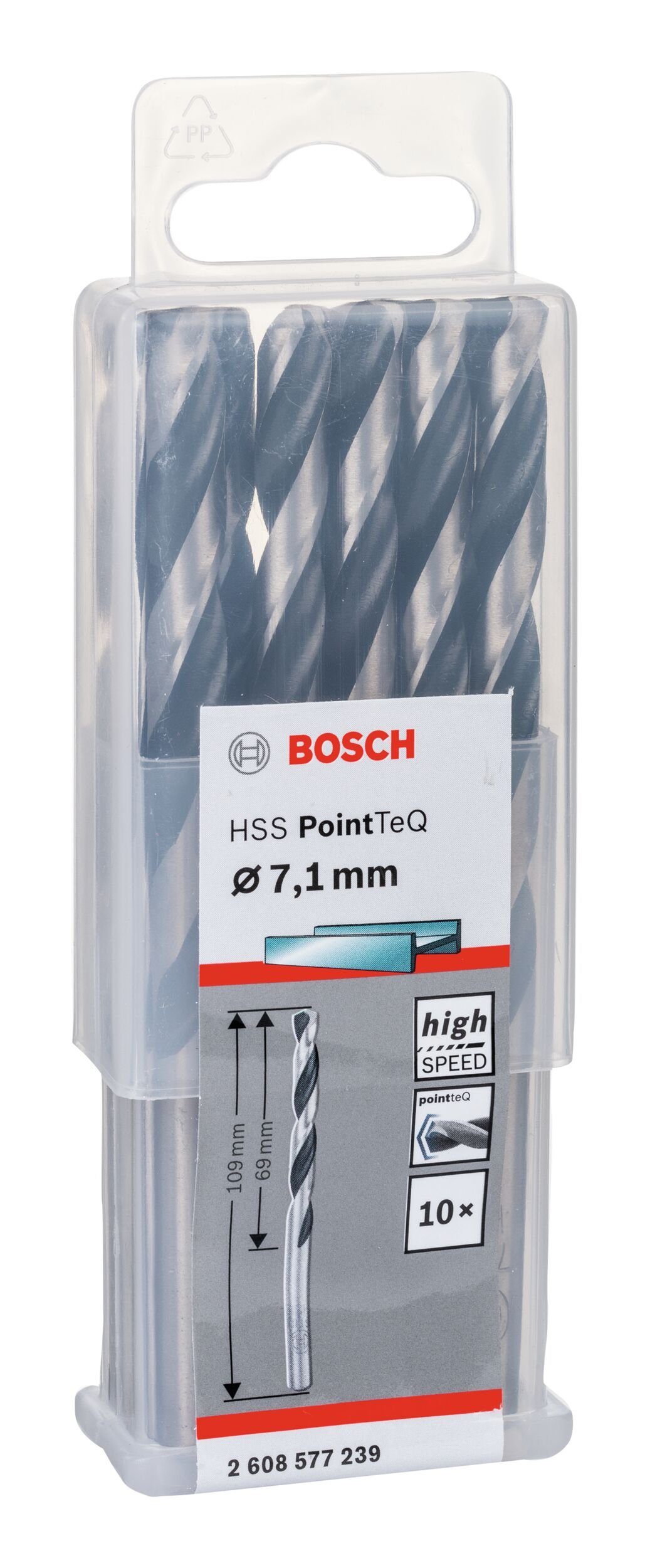 BOSCH Metallbohrer, (10 Stück), HSS PointTeQ (DIN 338) Metallspiralbohrer - 7,1 mm - 10er-Pack