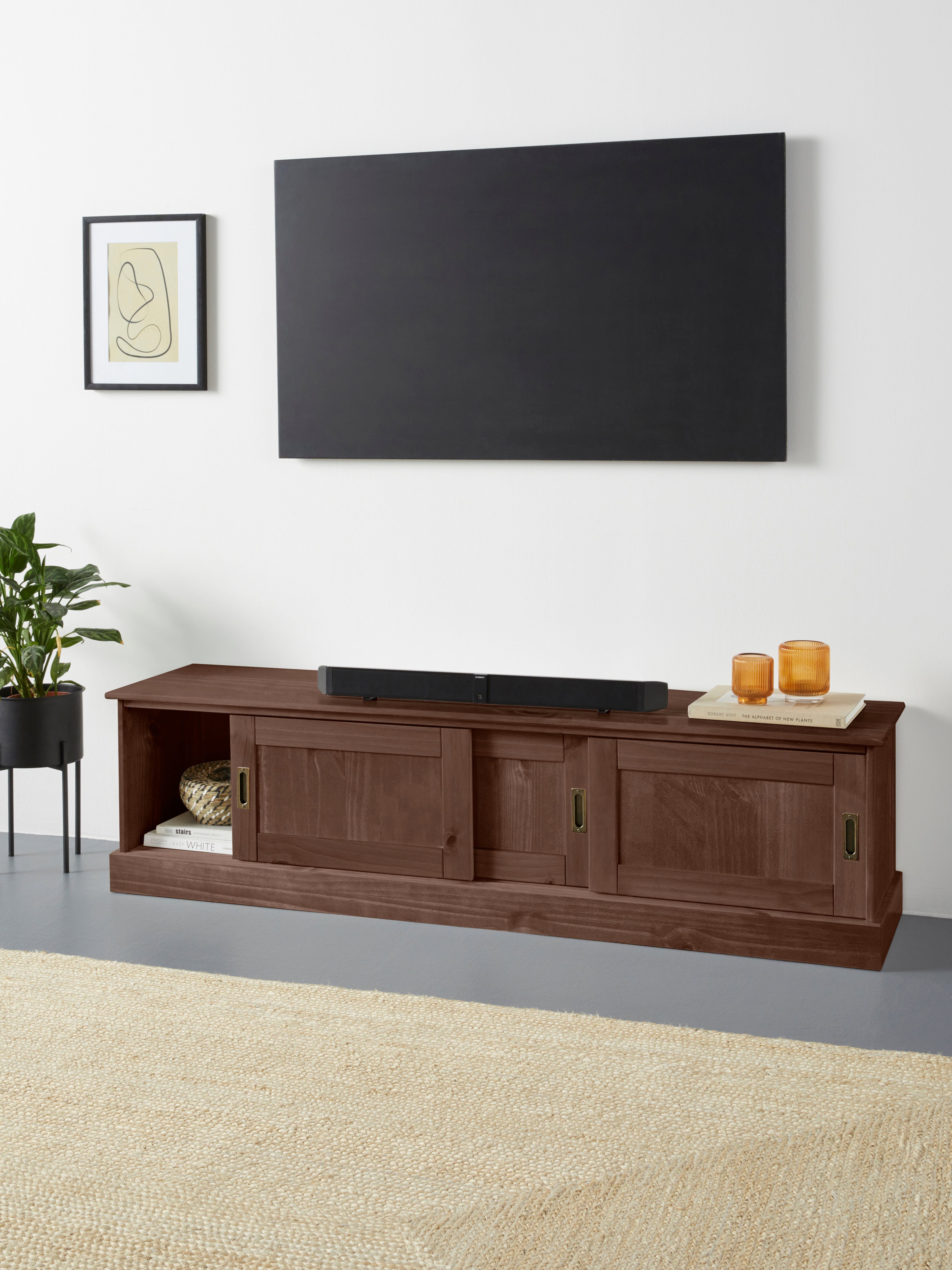 OTTO home Lowboard Schröder, Kommode mit 3 Schiebetüren, aus massivem Kiefernholz
