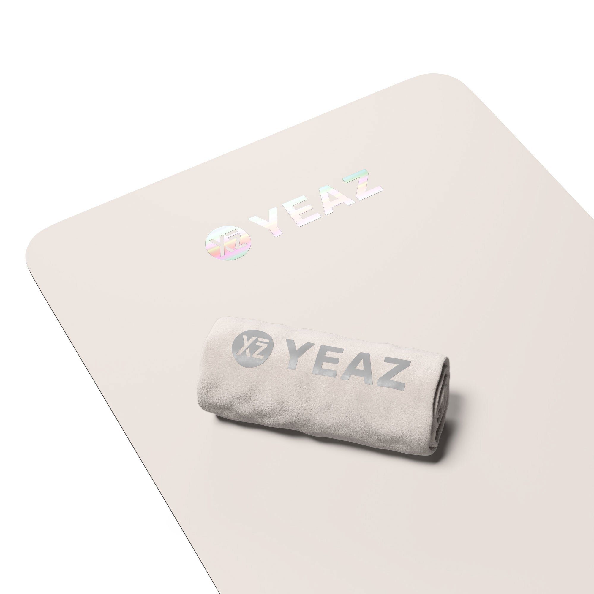 YEAZ Yogamatte CARESS set - weiß & handtuch matte