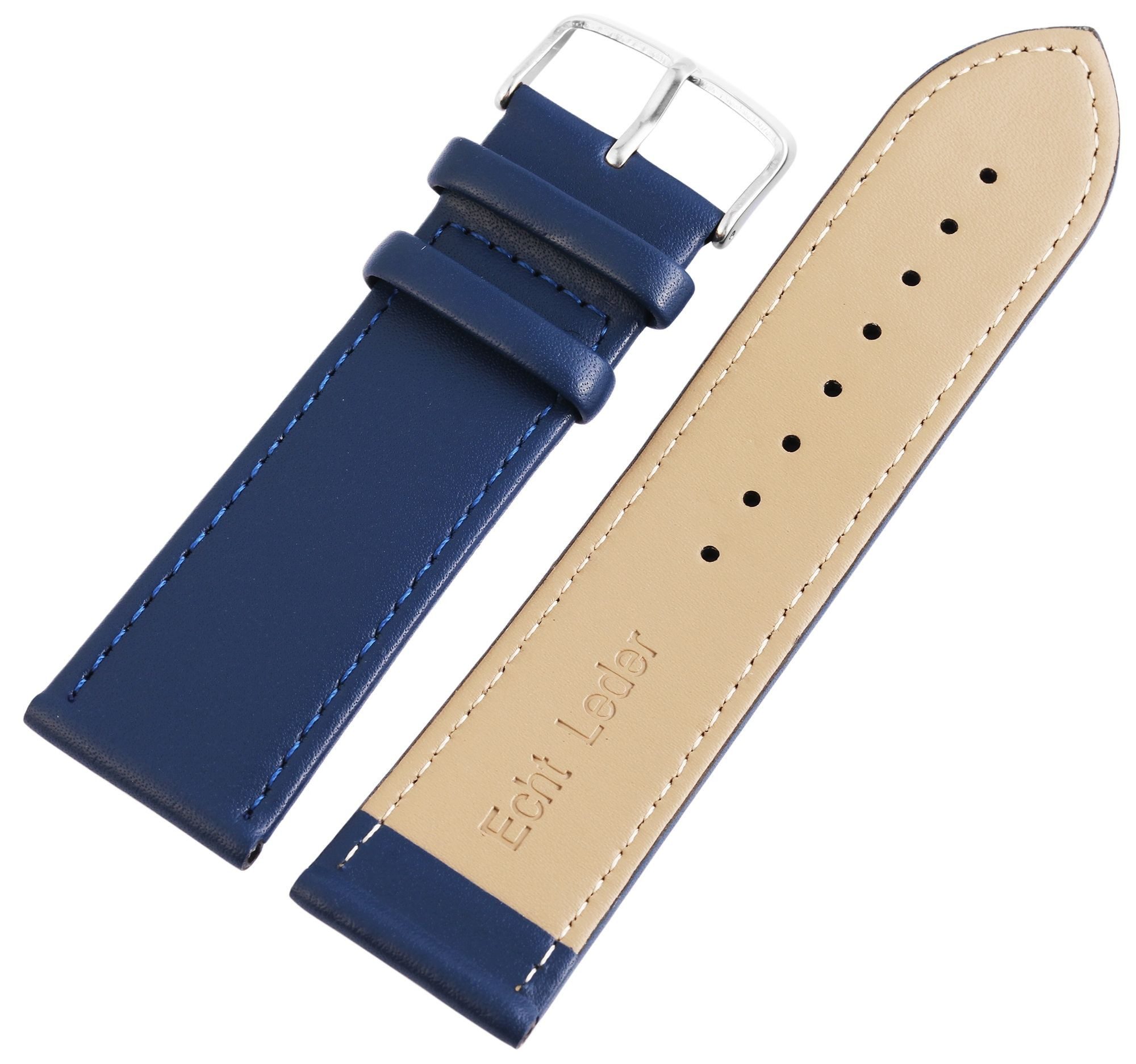 STEINMEISTER Uhrenarmband Echtleder, dunkelblau, Gr 12 - 26 mm