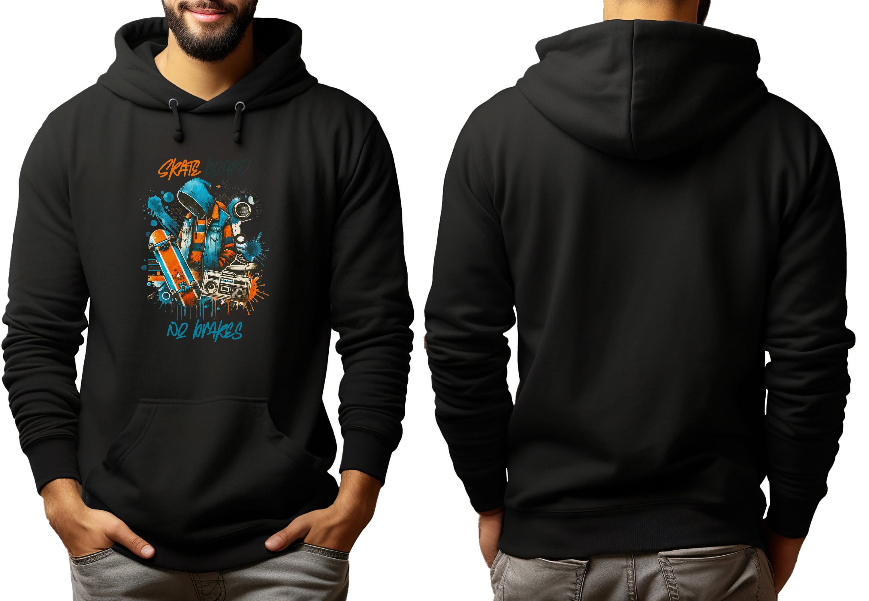 MyDesign24 Kapuzensweatshirt Herren und Damen Hoodie - No Brakes Skater Pullover i533