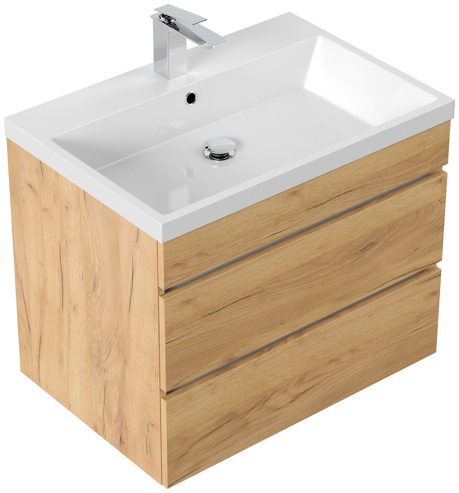 Magnolia Home Waschtisch Badmöbel Via 70 SoftClose eiche gold mit grifflosen Schubladen