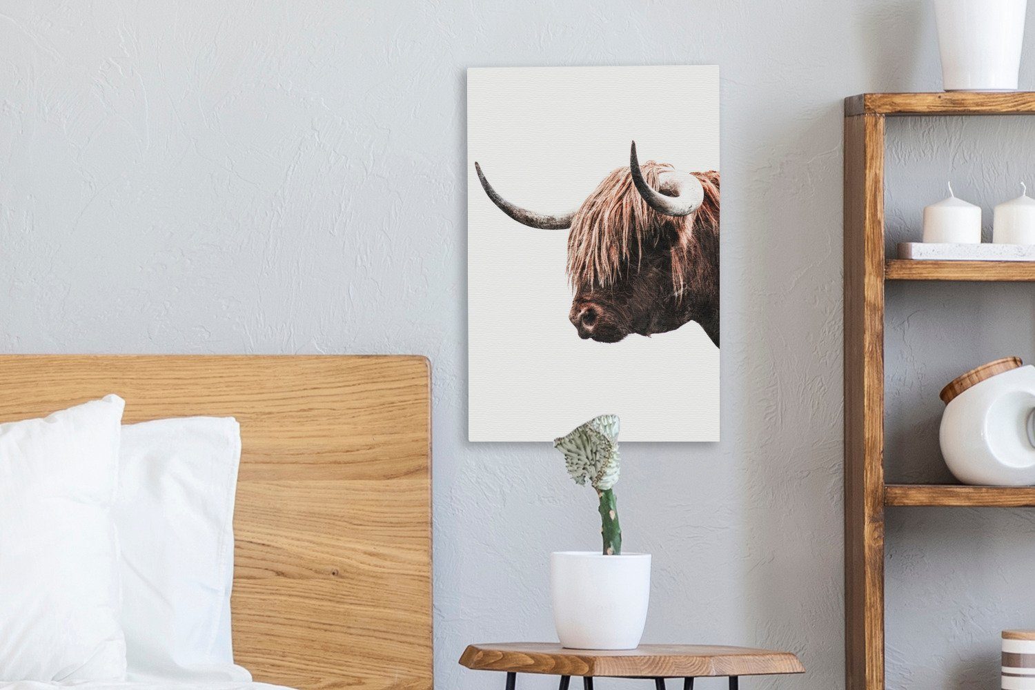Schottische bespannt Kühe, (1 fertig Leinwandbild - Leinwandbild - cm OneMillionCanvasses® 20x30 Zackenaufhänger, Tiere Highlander St), Gemälde, inkl.