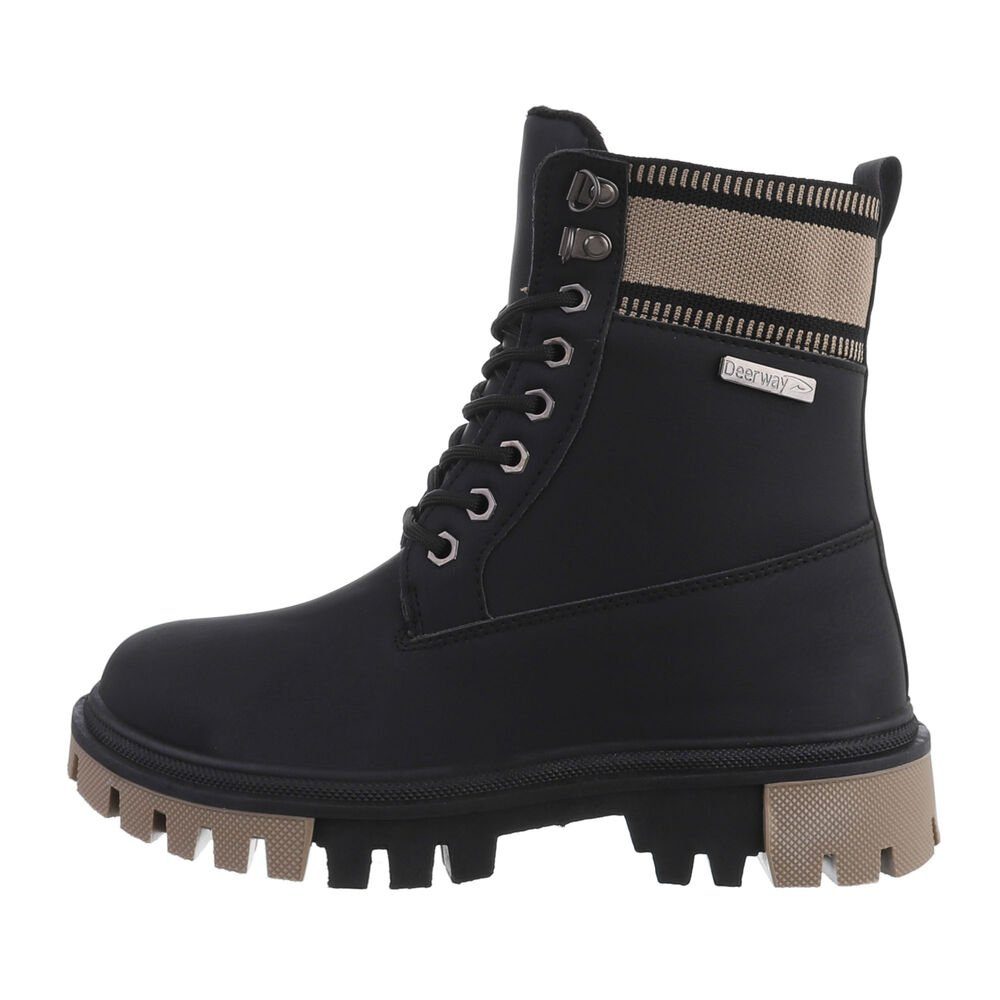 Damen Schnürschuhe Military Stiefelette