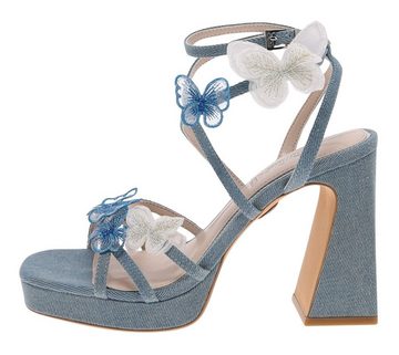 Buffalo LIZA MSS BUTTEFLY Denim Blue Zehentrenner Vegane Damen High-Heel Sandale