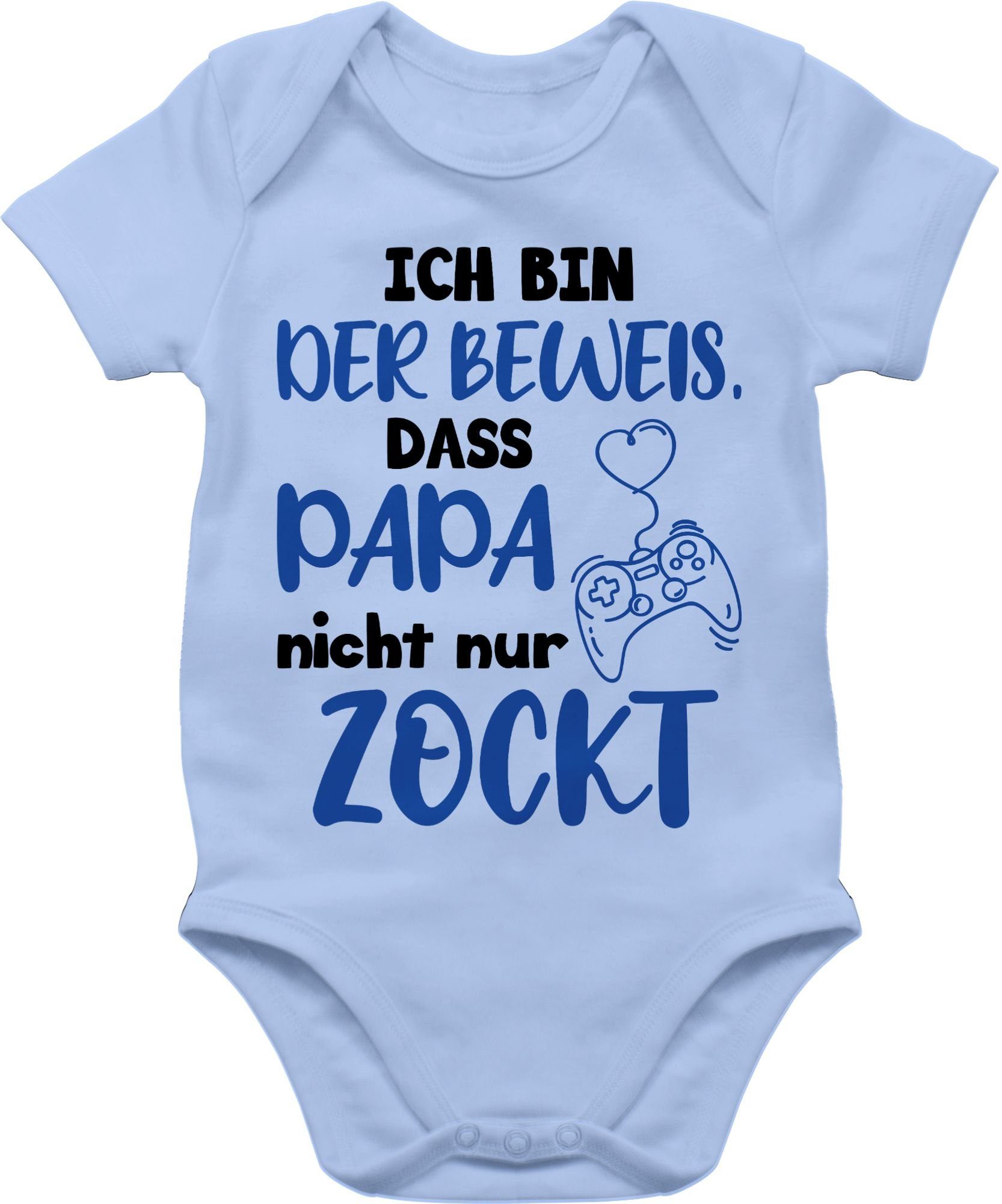Shirtracer Shirtbody Ich bin der Beweis, dass Papa nicht nur zockt Schwarz Blau Geschenk Vatertag Baby