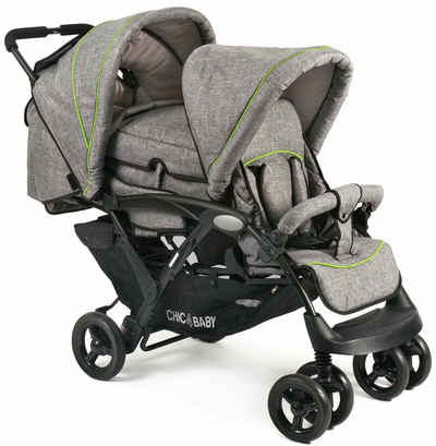 CHIC4BABY Geschwisterwagen Duo, jeans grey, mit herausnehmbarer Tragetasche; Kinderwagen