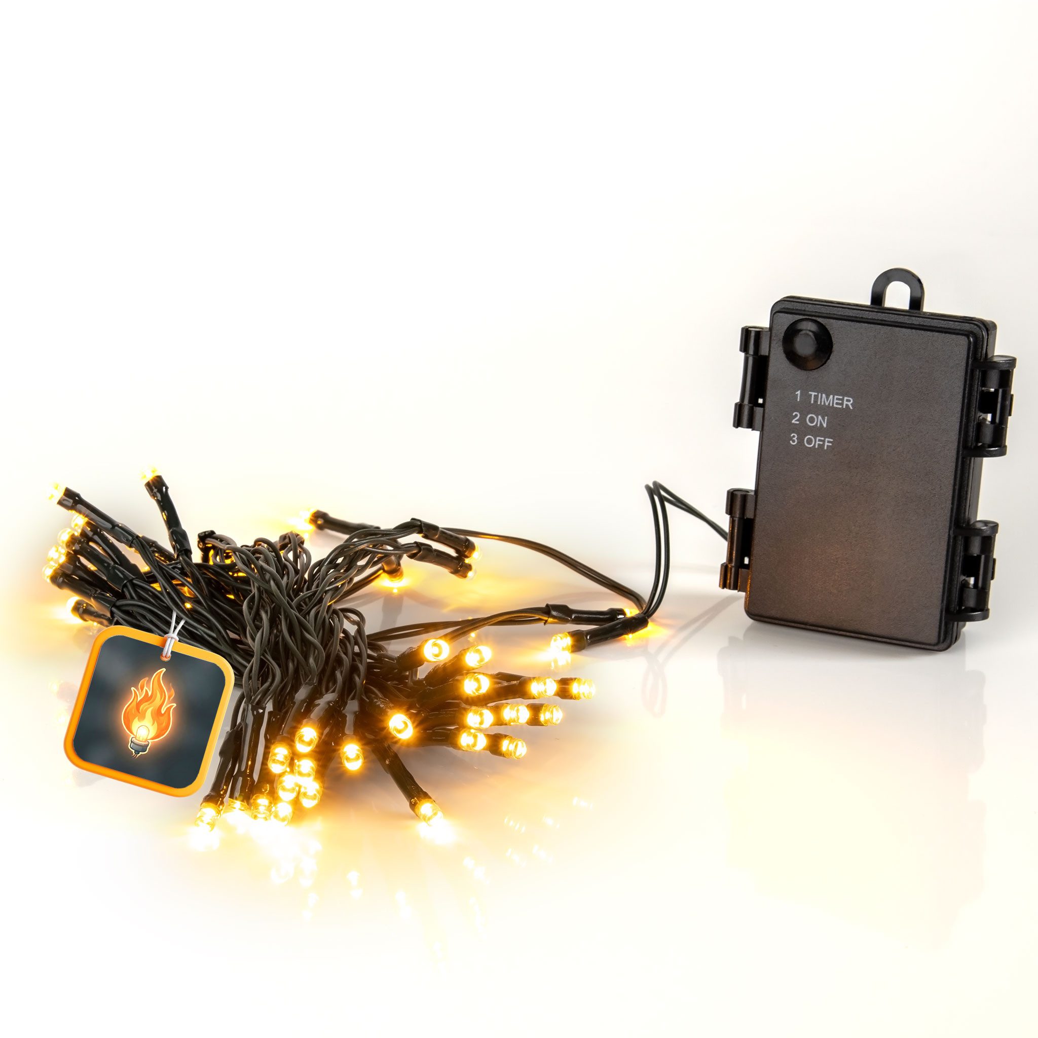 Spetebo LED-Lichterkette Flame Lights Lichterkette mit Timer - 24 LED / 230, 24-flammig, Flammen Effekt Garten Deko Beleuchtung für Außen - Batterie betrieben