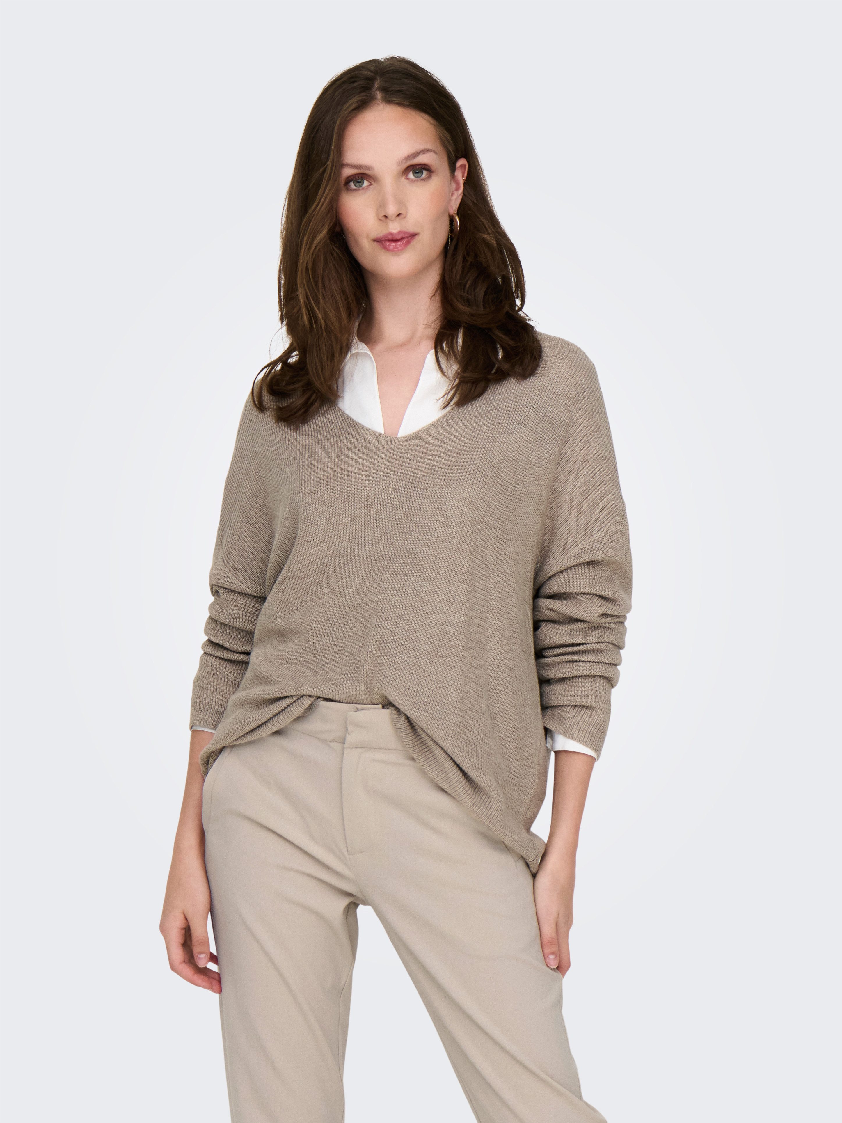 ONLY Strickpullover ONLLECIA LIFE LS LOOSE V-NECK CC KNT günstig online kaufen