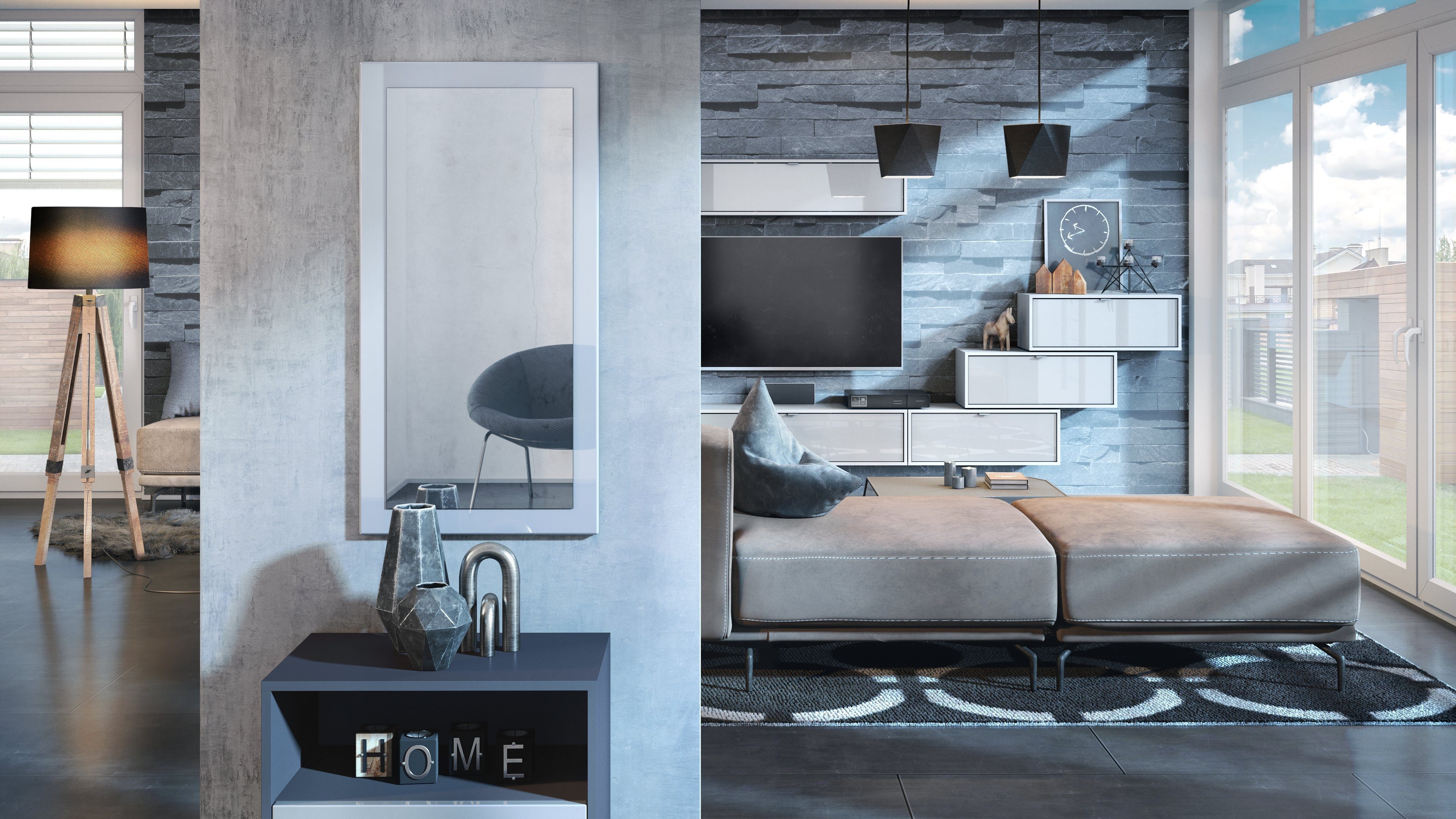 Vladon Wandspiegel Lima V1 (Wandspiegel, mit Rahmen im modernen Stil), Weiß günstig online kaufen