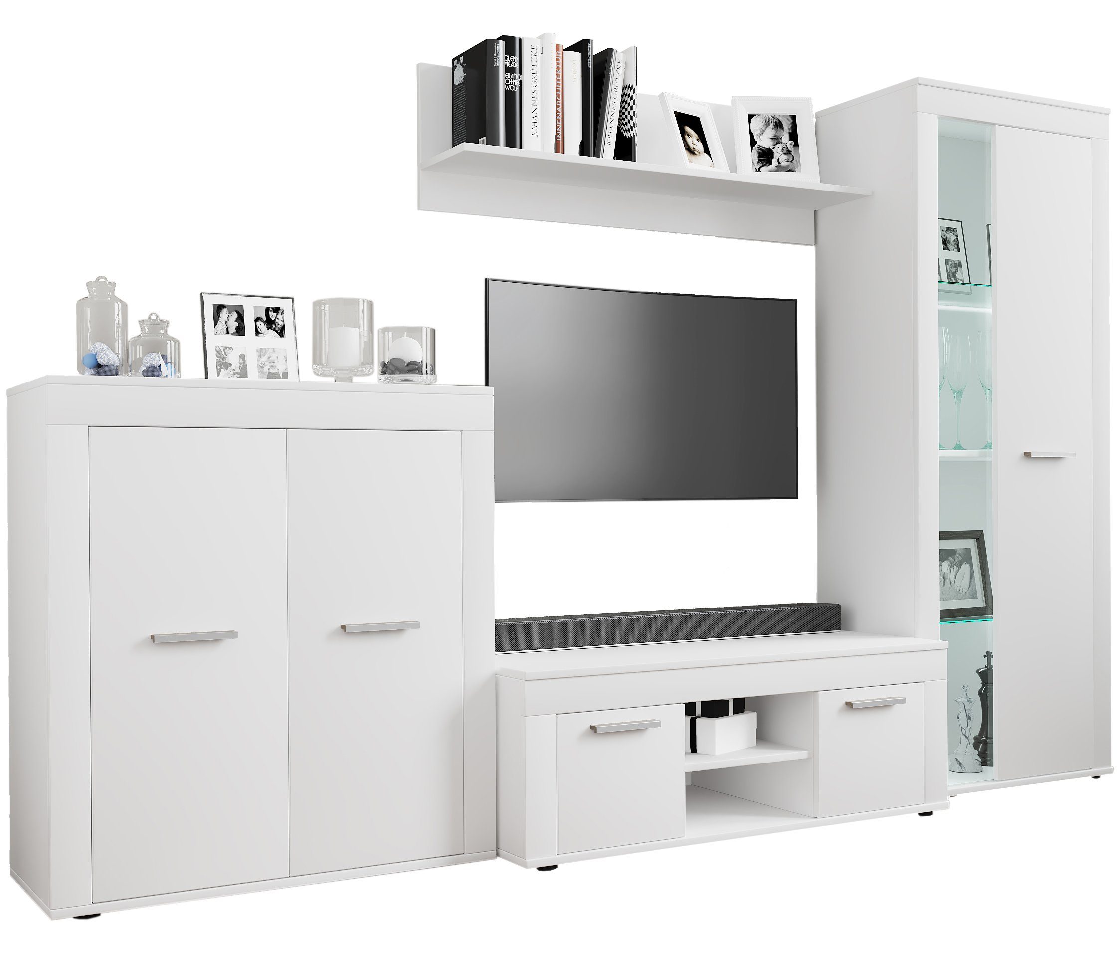 VCM TV-Board 4 tlg Schrankwand Möbel Set Wohnwand Usilo L