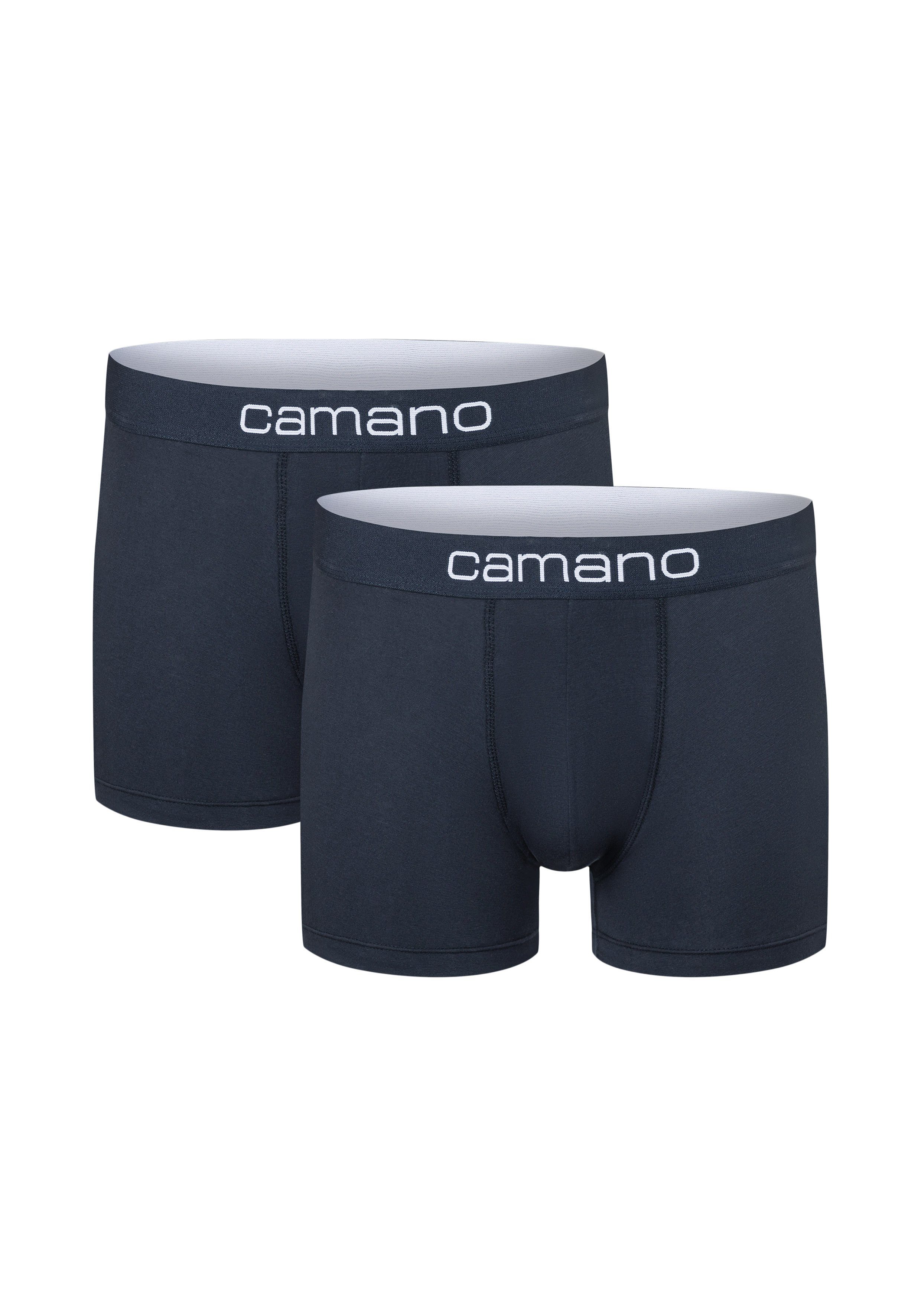 dunkelblau Camano (2-St) Baumwolle nachhaltigerer mit Pack Boxershorts 2er (BCI) Comfort