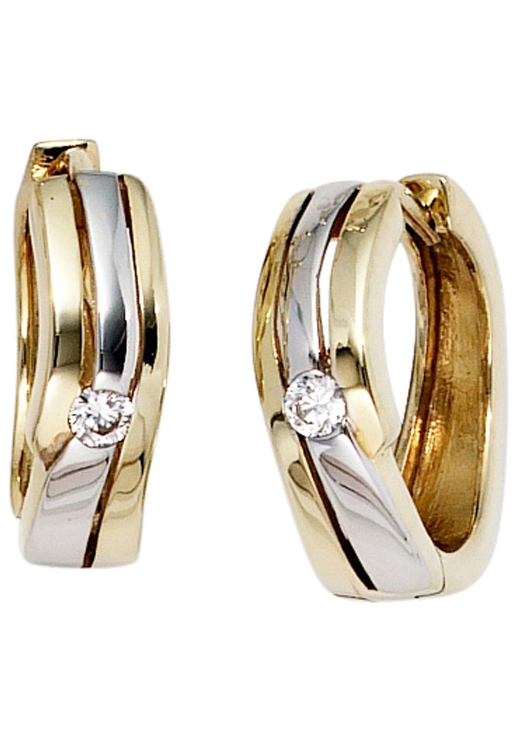 JOBO Paar Creolen, 333 Gold bicolor mit Zirkonia