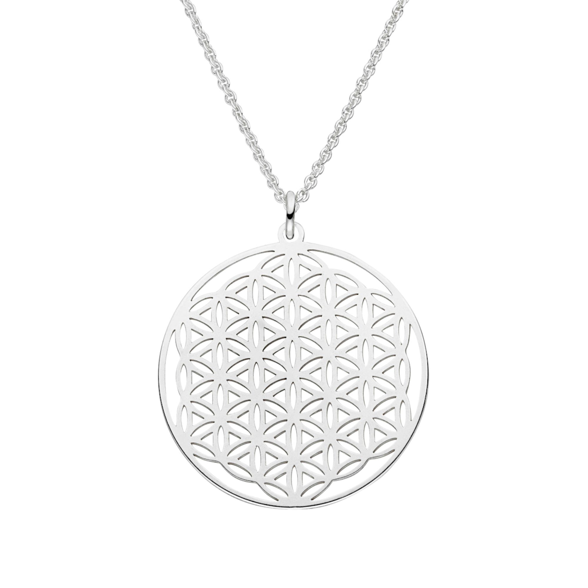 SCHOSCHON Kette mit Anhänger Halskette BLUME DES LEBENS Anhänger ø 25 mm Modell 0.7 Lebensblume