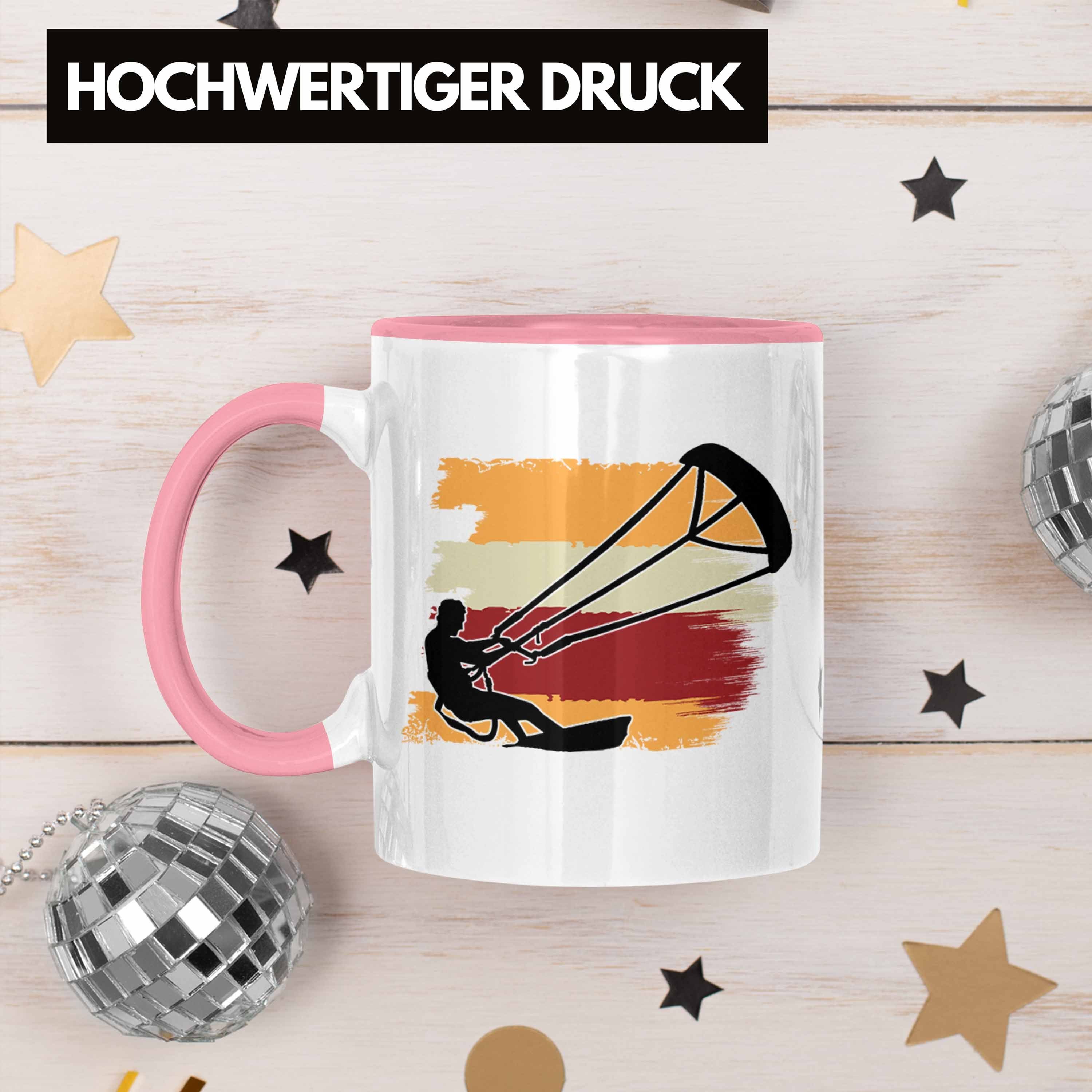 Trendation Rosa Kitesurfer Tasse Bunte Geschenk Grafik Kitesurfing Geschenkidee für Tasse