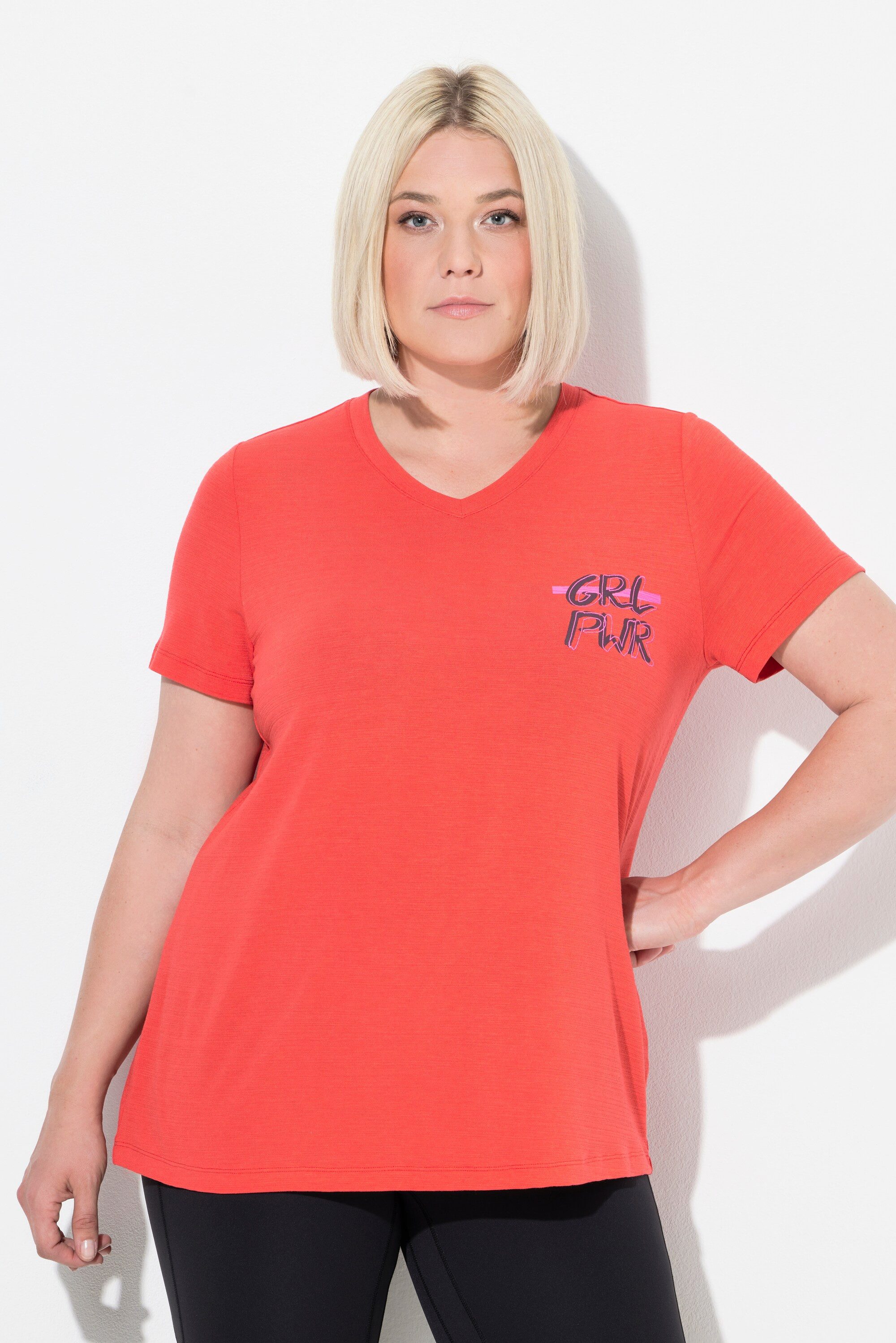Ulla Popken T-Shirt Funktions-Shirt Cut-Outs V-Ausschnitt günstig online kaufen