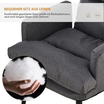CLIPOP Relaxsessel Leinen Relaxsessel mit Ottoman (Relaxsessel mit Hocker), Verstellbare Rückenlehne Loungesessel für Wohnzimmer