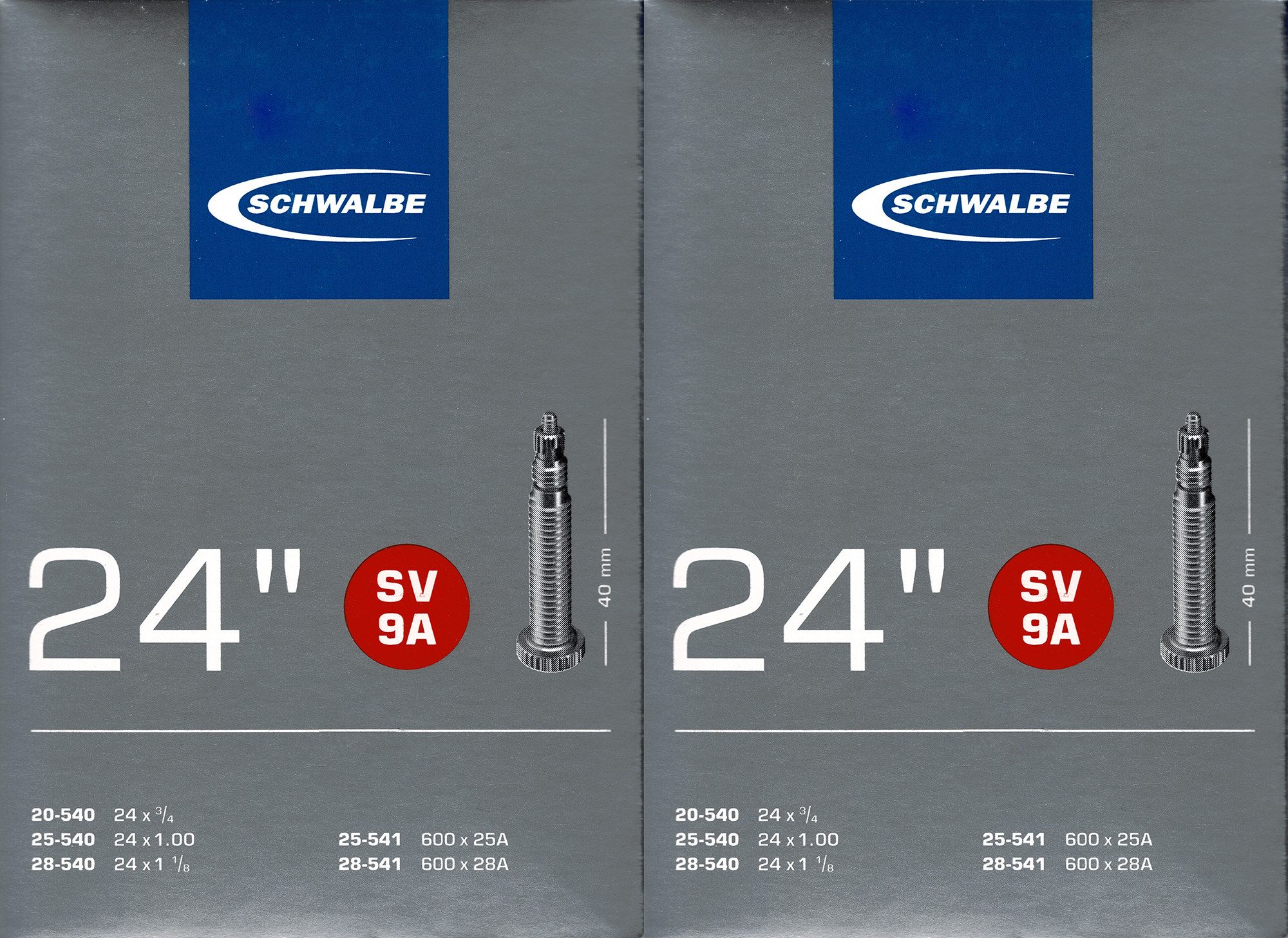 Fahrradschlauch 2x Schwalbe SV 9A 24 Zoll Rollstuhl Schlauch Sclaverand Ventil