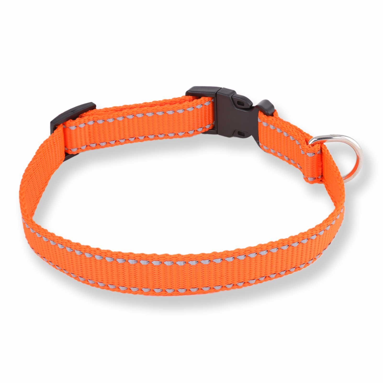 Monkimau Hunde-Halsband Hundehalsband aus Nylon orange reflektierend, Nylon, reflektierend