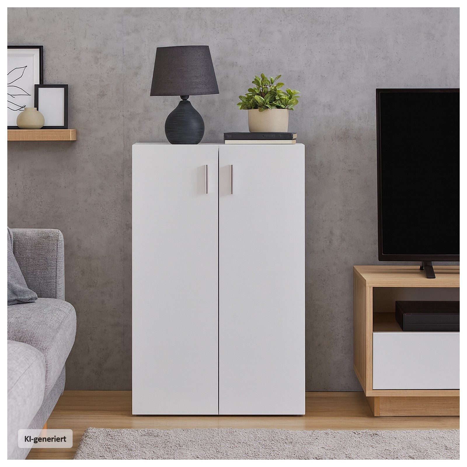 HTI-Living Mehrzweckschrank Kommode mit 3 Regalfächern Nina Weiß (Stück, 1-St., 1 Kommode) Schrank Anrichte Sideboard – Bild 3 von 5